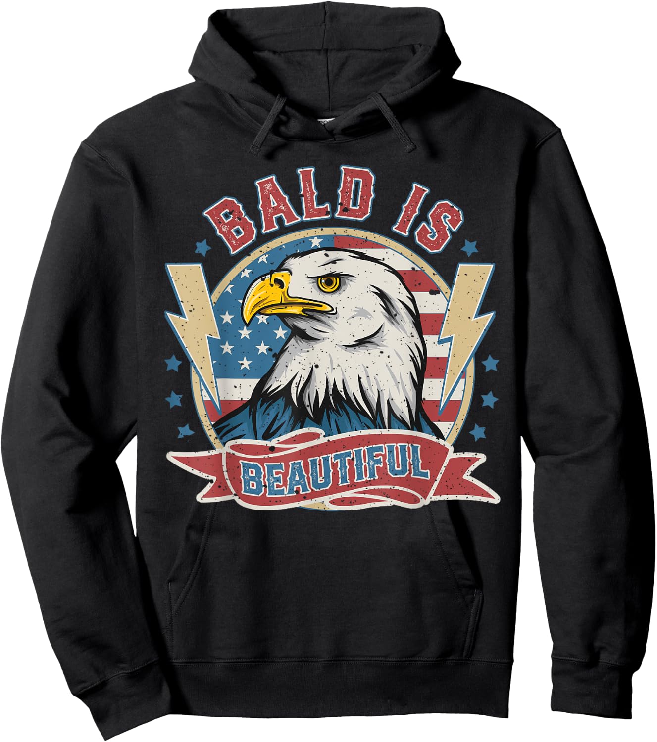 Bald Is Beautiful 4th of July Independence Day Bald Eagle Hoodie - Hoodie | Black