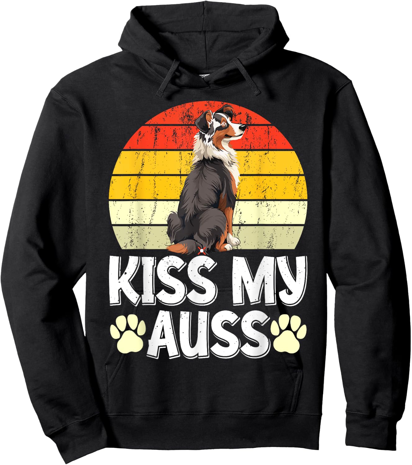 Australian Shepherd Funny KISS MY AUSS Vintage Aussie Hoodie - Hoodie | Black