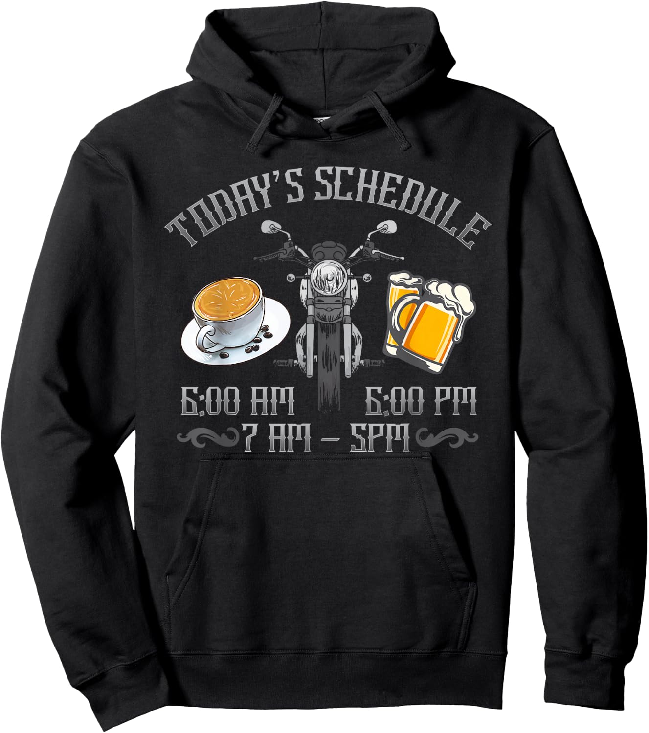 Today's Schedule Coffee Ride Motorcycle Beer Funny Hoodie - Hoodie | Black