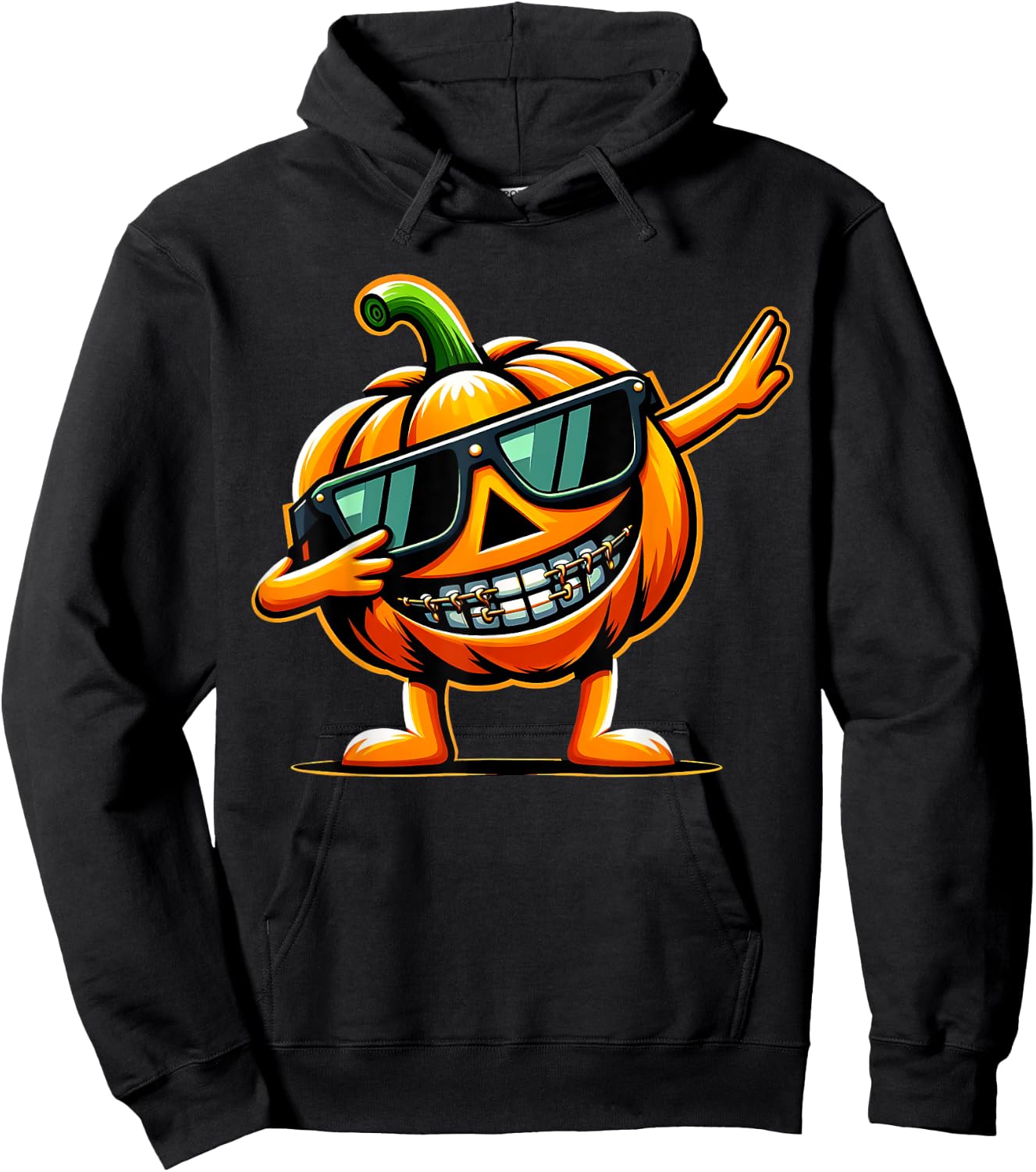 Dabbing Pumpkin Braces Dentist Orthodontics Halloween Dental Hoodie - Hoodie | Black