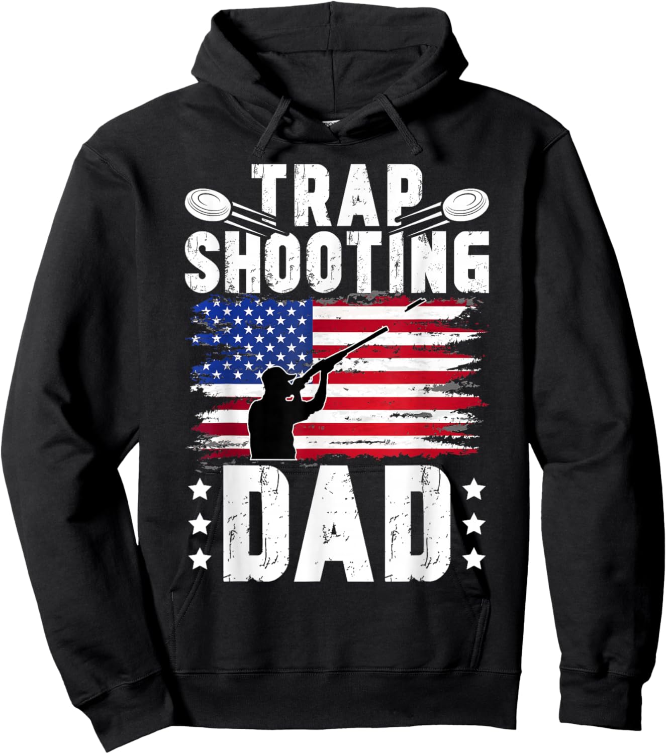 Trap Shooting Dad US Flag Trap Shooting Father Hoodie - Hoodie | Black