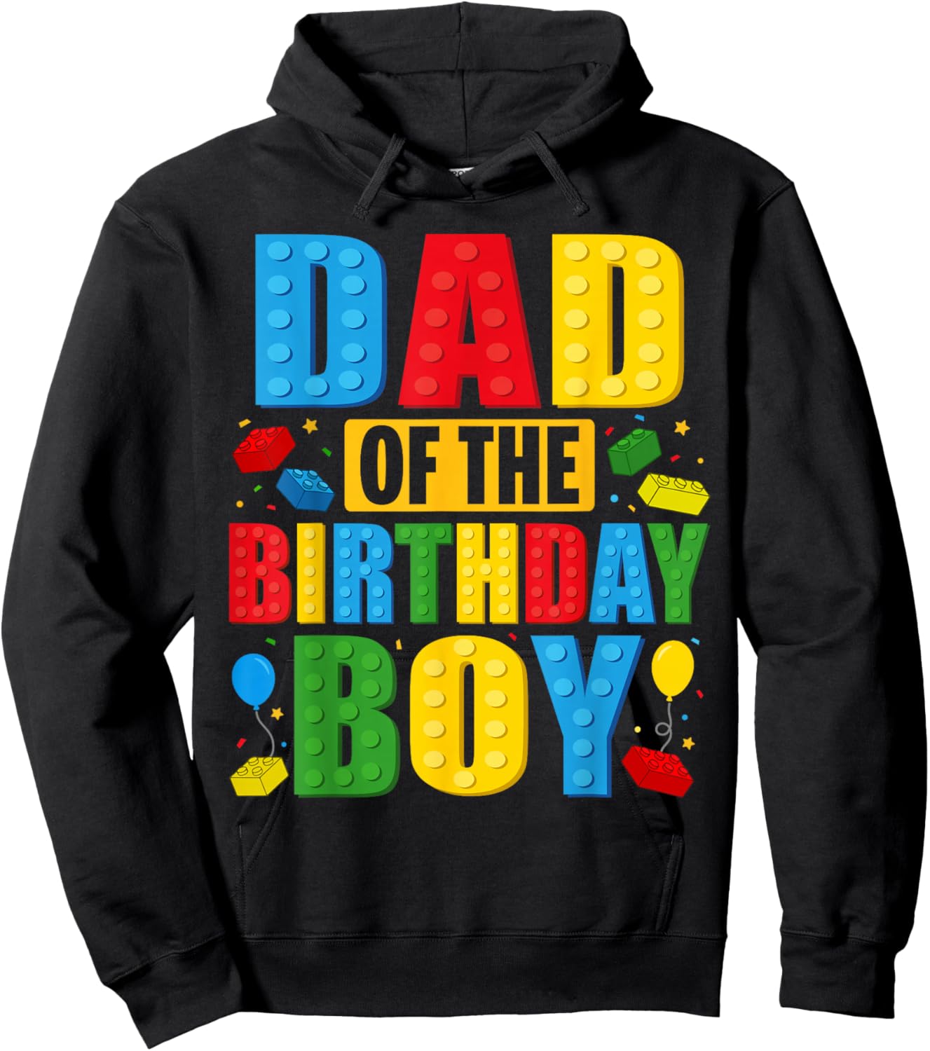 Dad Of The Birthday Boy Building Blocks Birthday Party Crew Hoodie - Hoodie | Black
