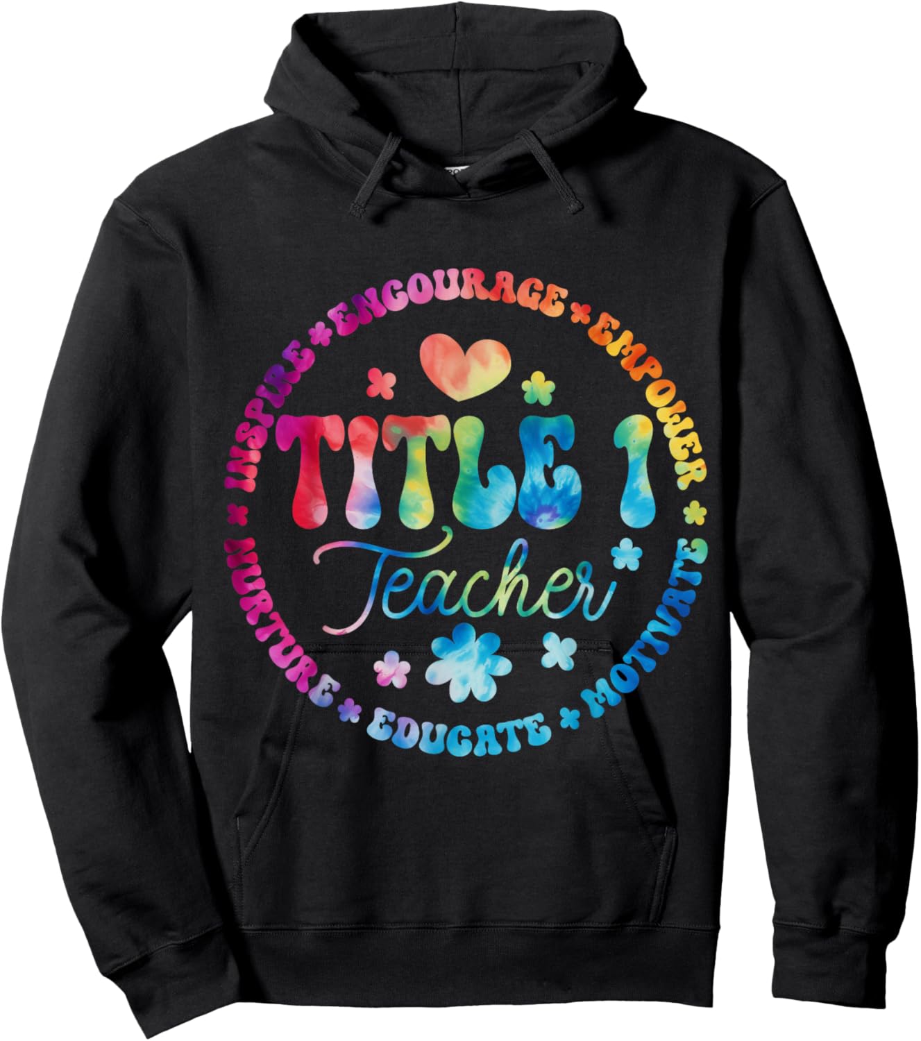 Groovy Title 1 teacher squad cute title 1 Reading Hoodie - Hoodie | Black