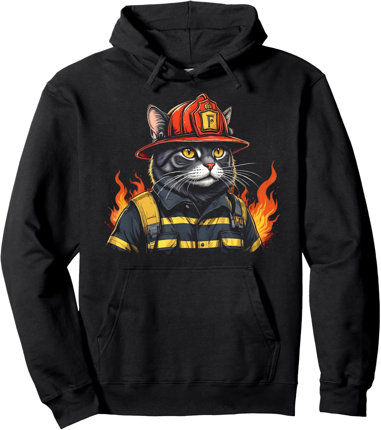 Firefighter Cat Lover Fireman Firefighting Expert Hoodie - Hoodie | Black