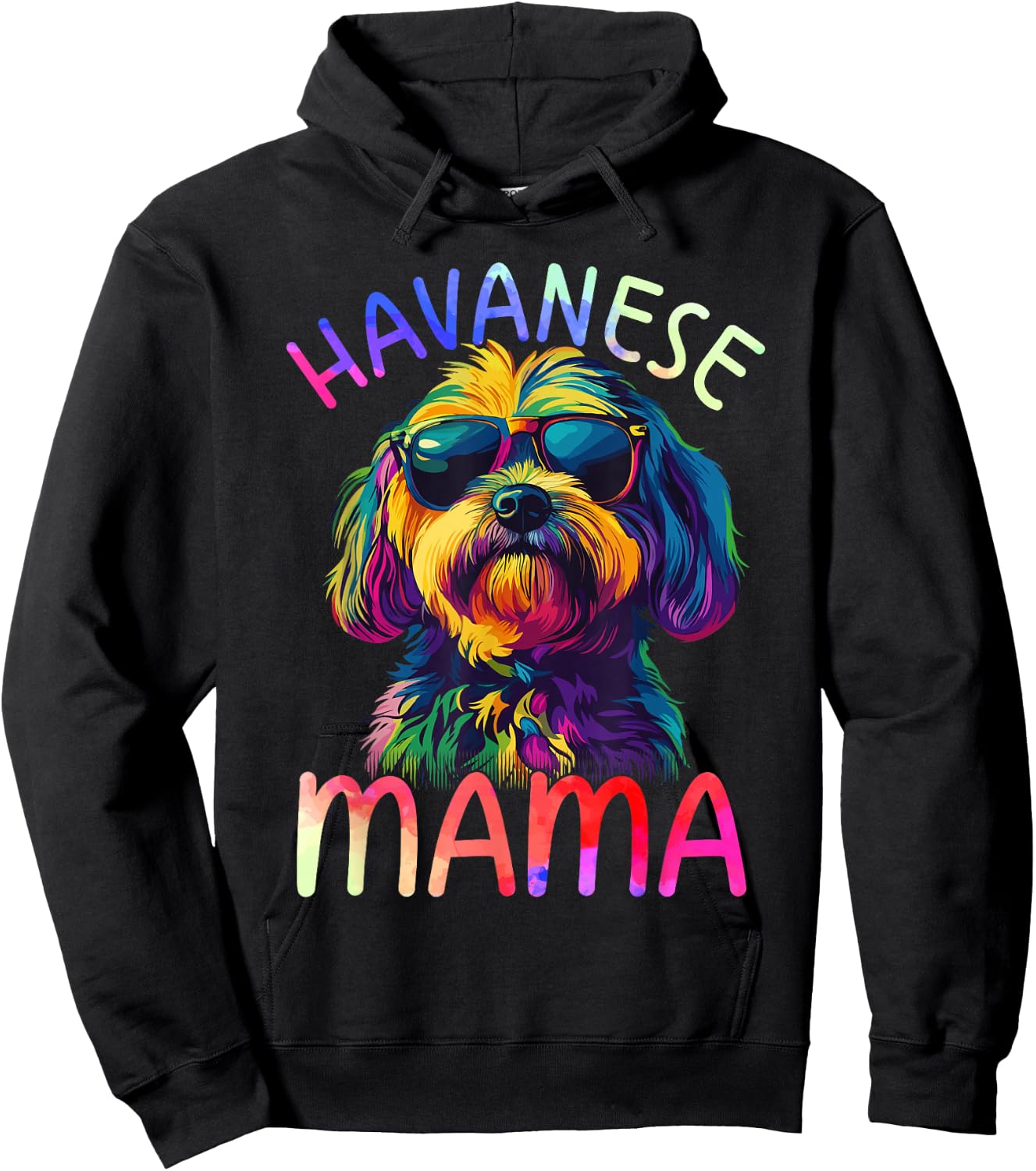 Havanese Mom Mama Colorful Pop Art Havanese Hoodie - Hoodie | Black