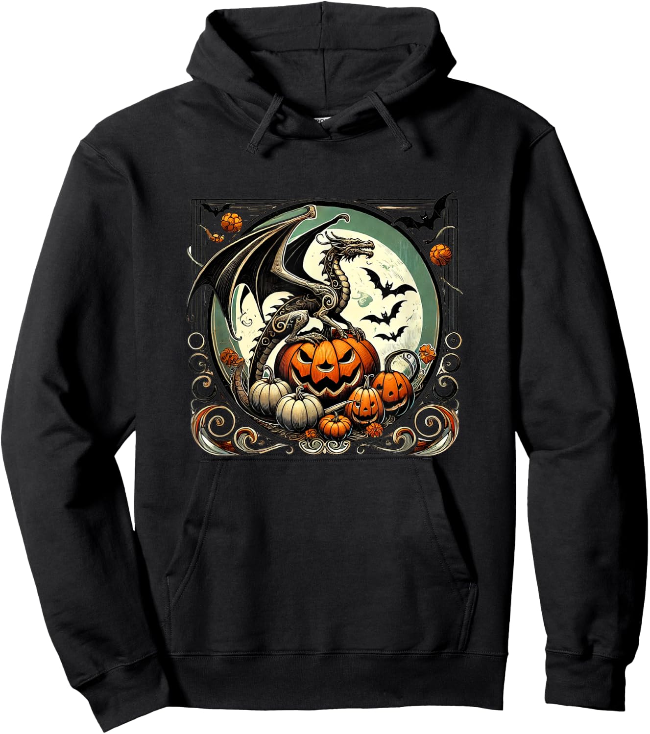 Halloween Dragon Illustration Autumn fall dragons Hoodie - Hoodie | Black