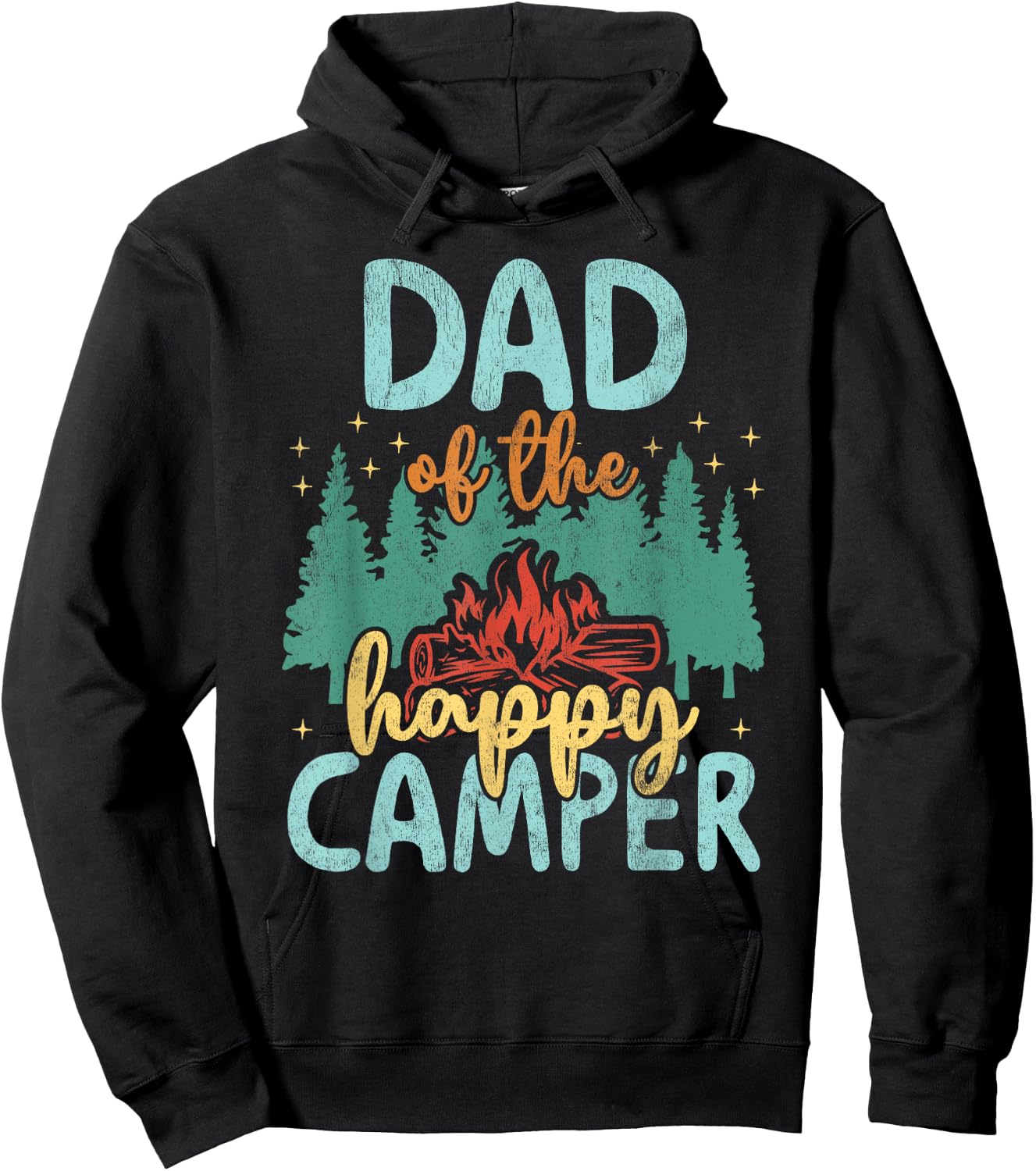 Dad of Happy Camper 1st Birthday Party Retro Dad Hoodie - Hoodie | Black