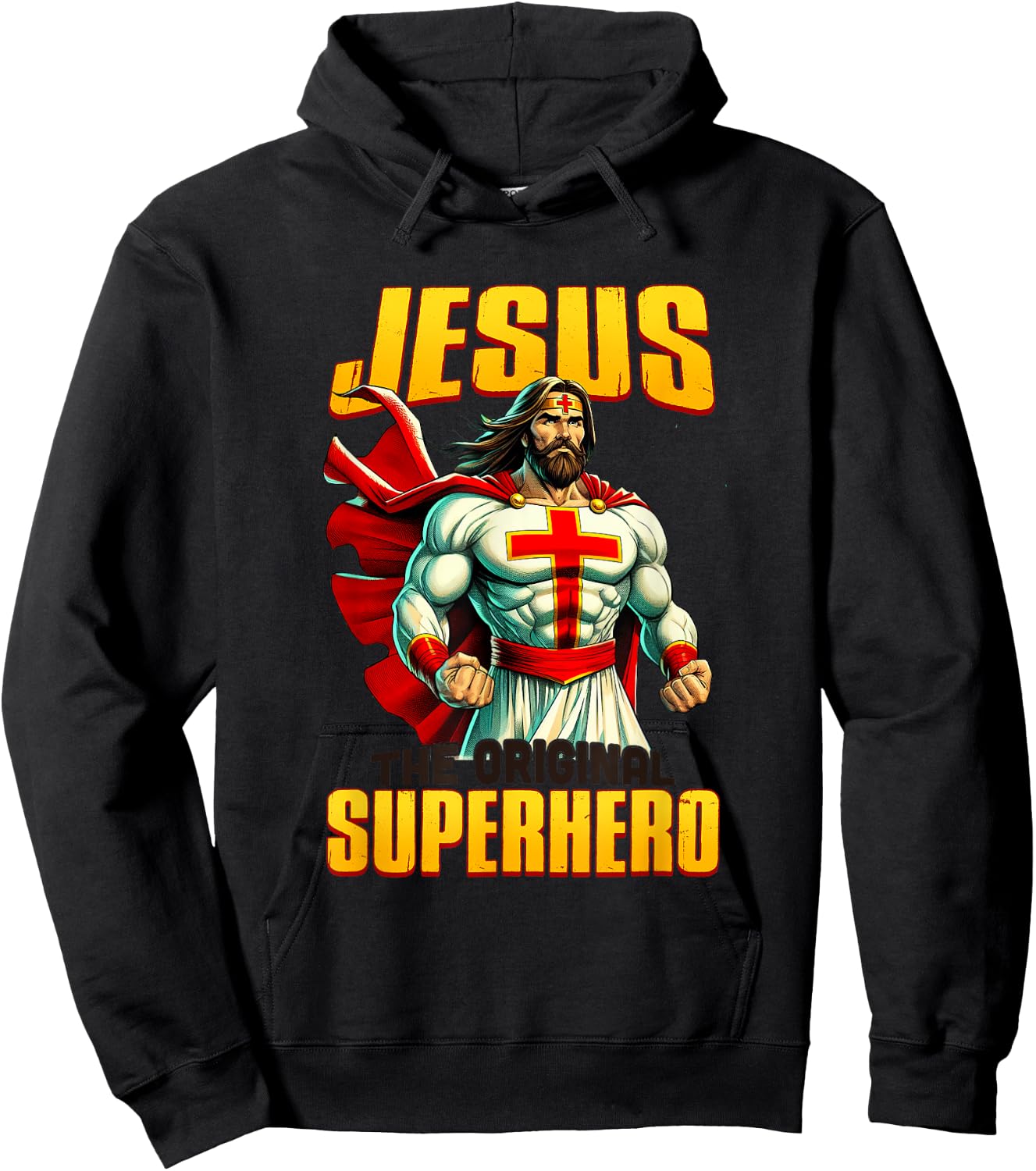 Jesus Original Superhero Comic Style Funny Christian Comic Hoodie - Hoodie | Black
