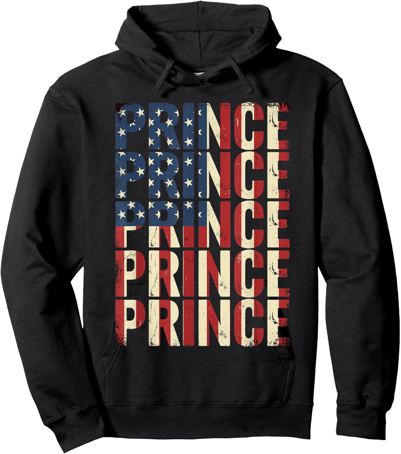 Prince American Flag Distressed Patriotic Hoodie - Hoodie | Black