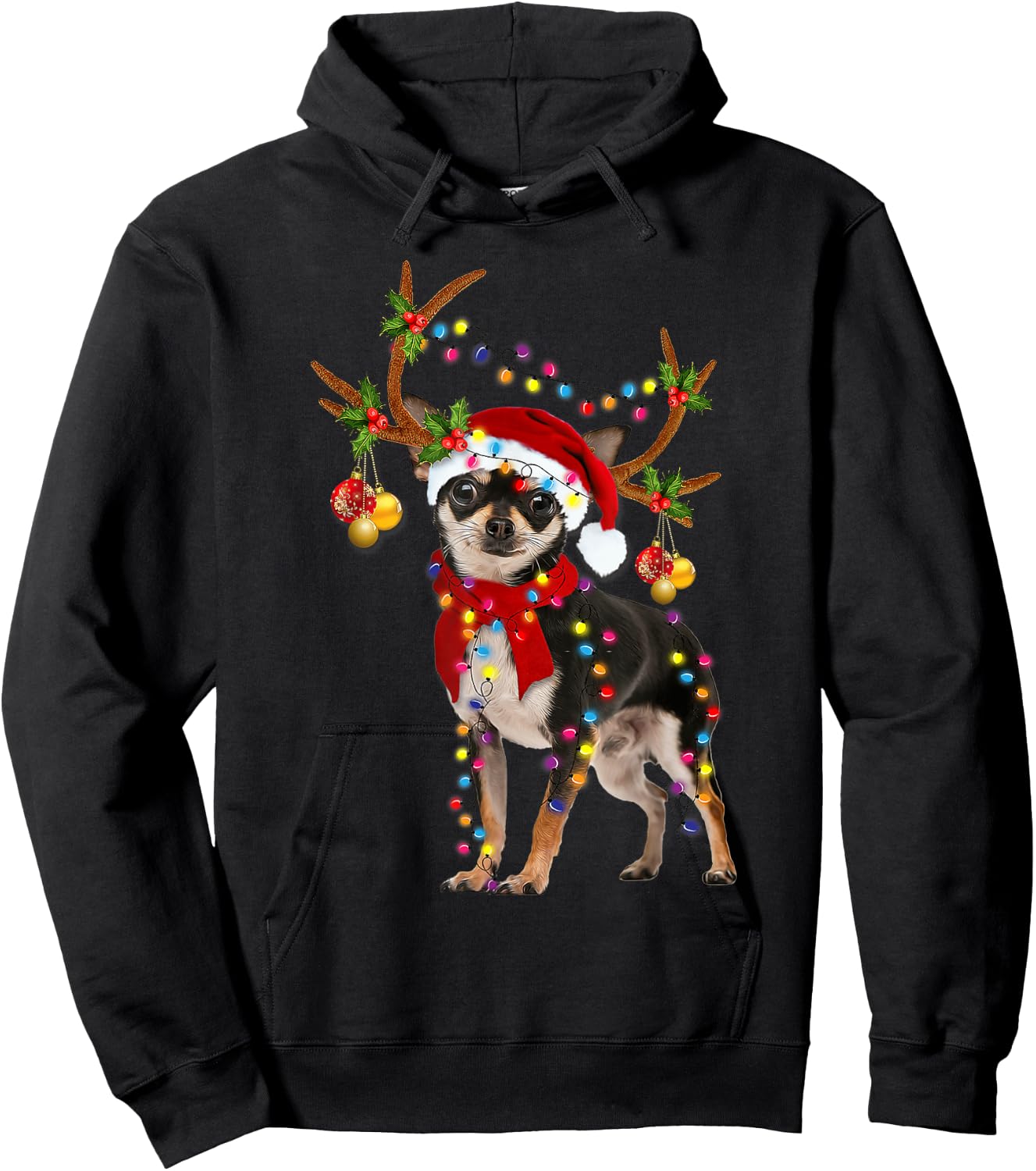 Black And Tan Chihuahua Gorgeous Reindeer Christmas Hoodie - Hoodie | Black