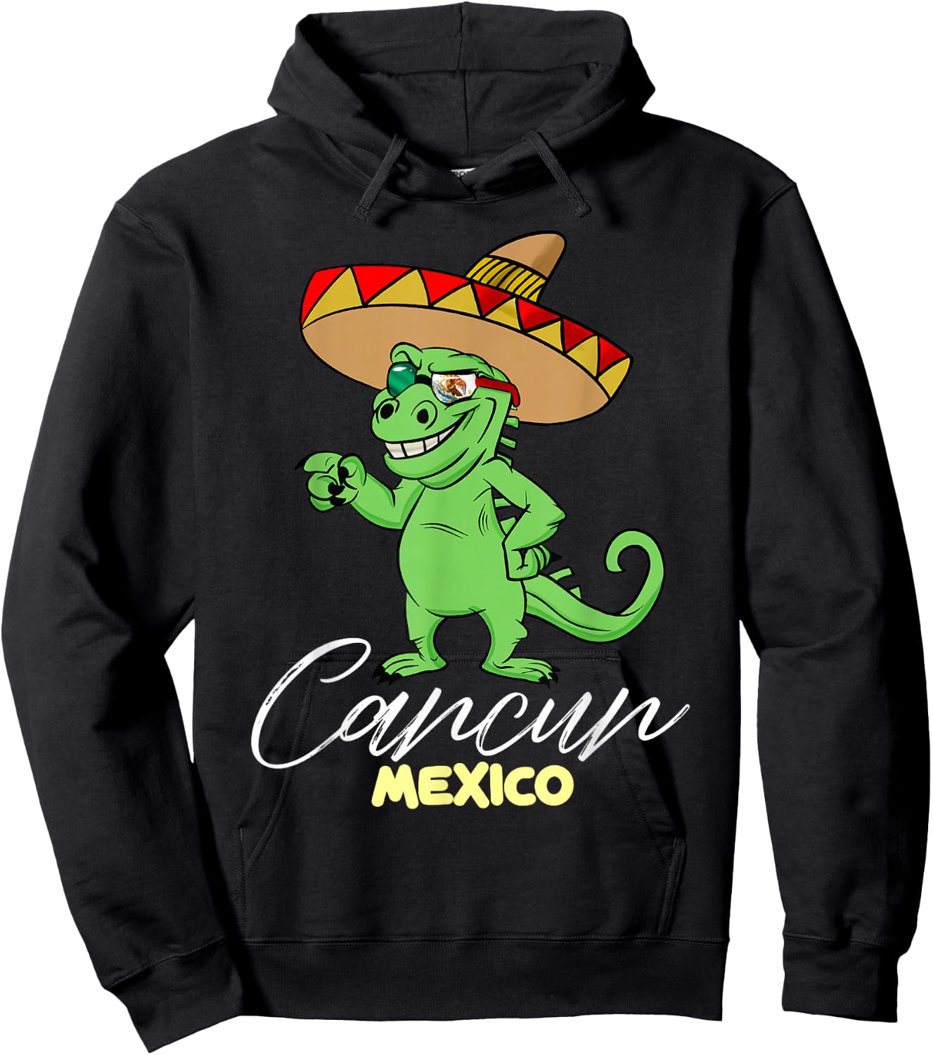 Cancun Mexico Mexican T Rex Dino Funny Cancun Hoodie - Hoodie | Black