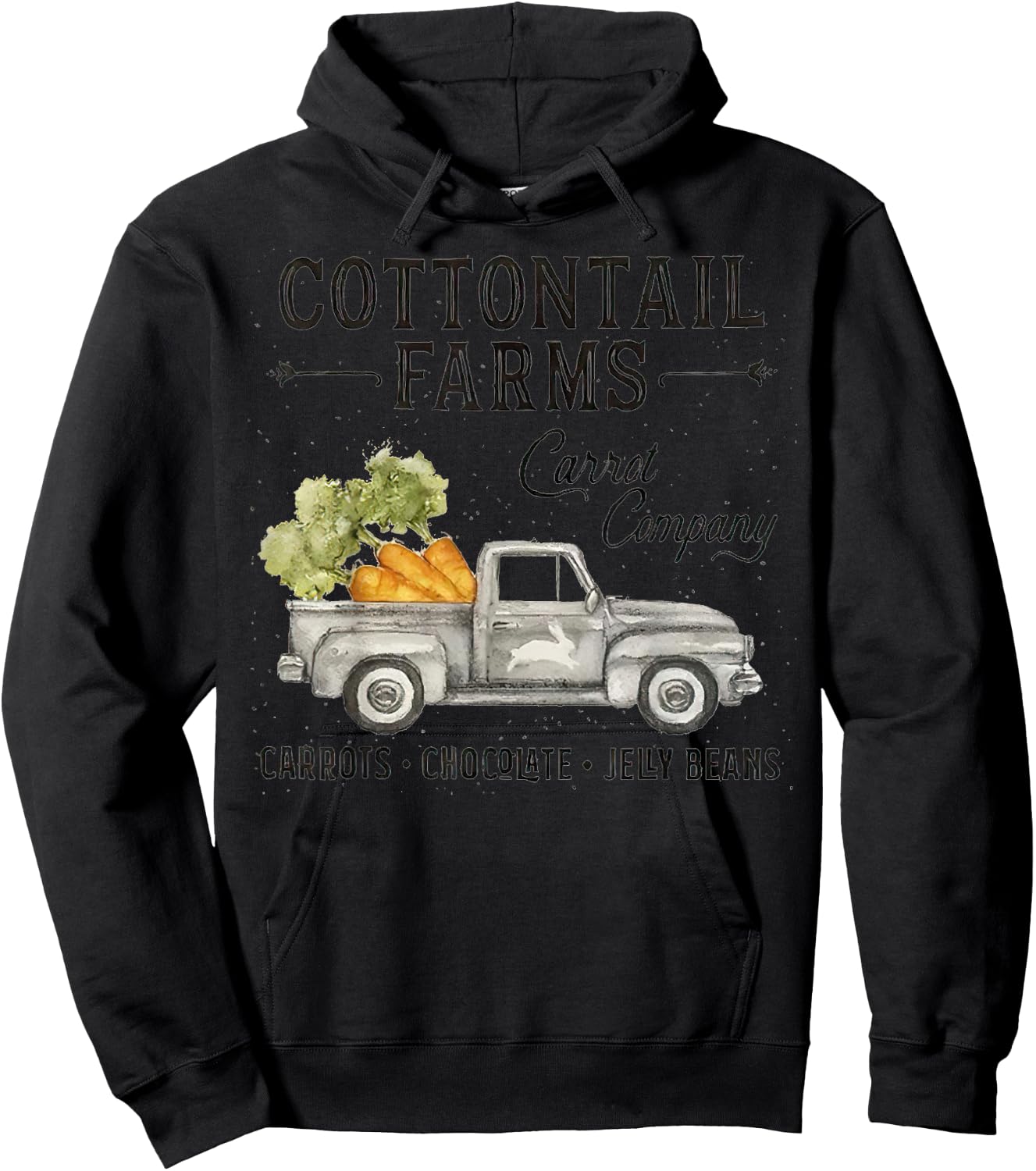 Cottontail farms carrot company vintage Easter day truck Hoodie - Hoodie | Black