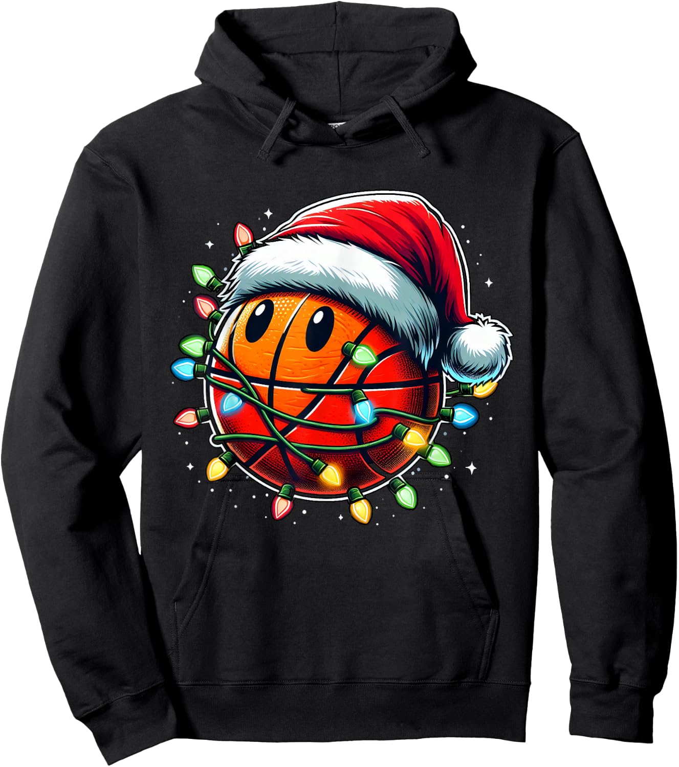 Christmas Basketball Xmas Santa Basketball Lover Boys Girls Hoodie - Hoodie | Black