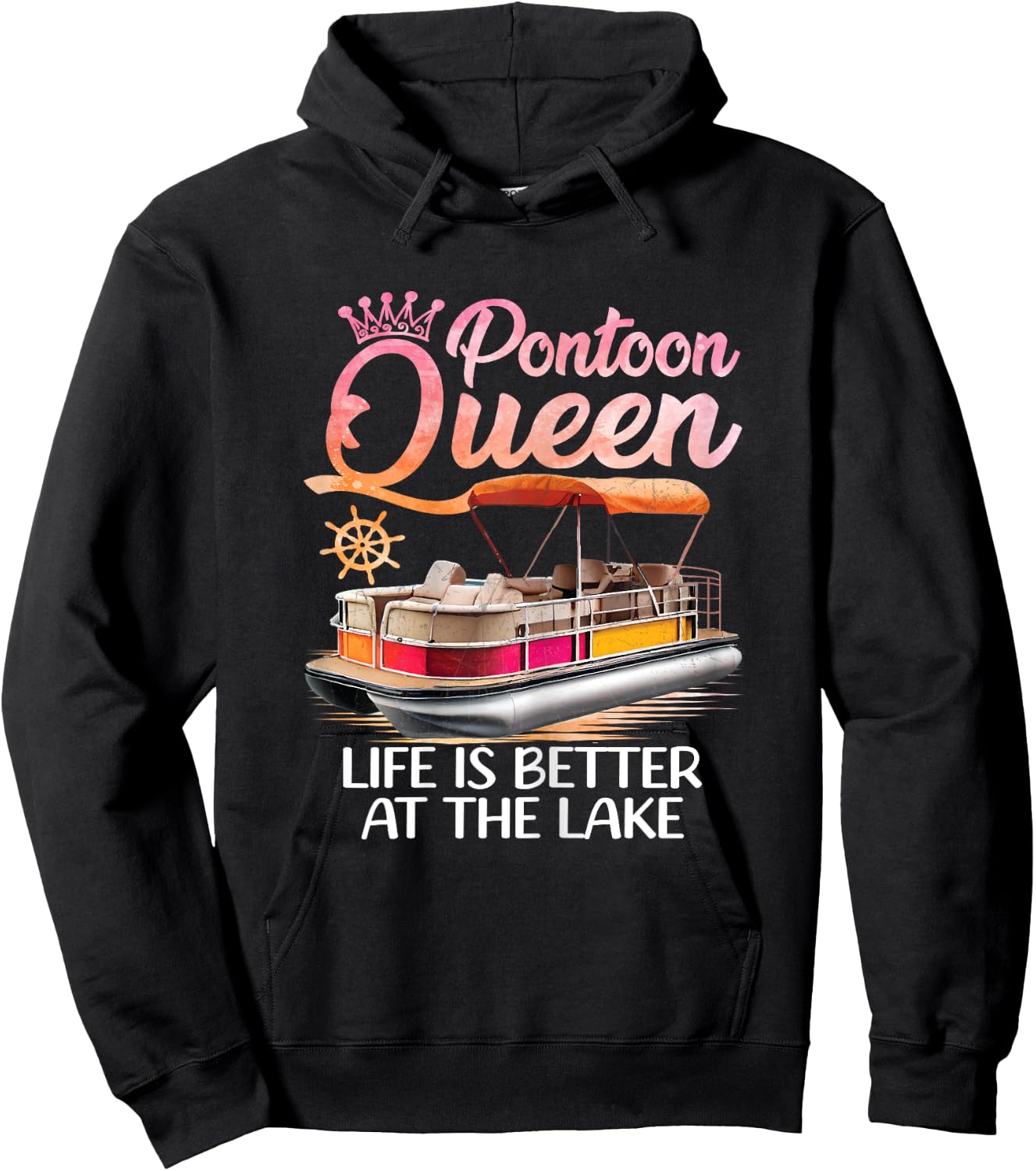 Pontoon Queen Life Is Better At The Lake Pontoon Boat Party Hoodie - Hoodie | Black