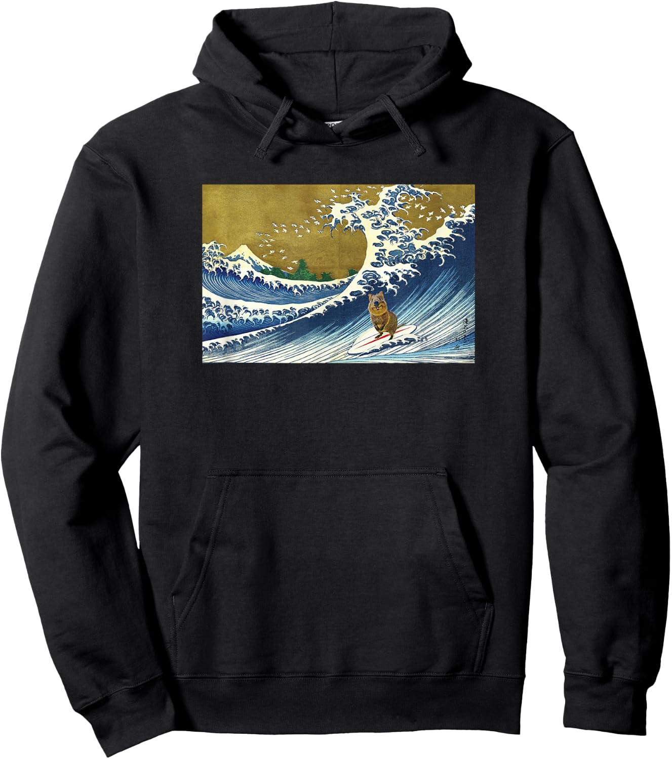 Cute Funny Kids Girls Surfing A Great Wave Baby Quokka Lover Hoodie - Hoodie | Black