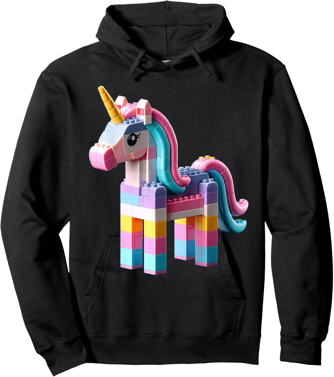 Master Builder Bricks Blocks Play Toys Unicorn Hoodie - Hoodie | Black