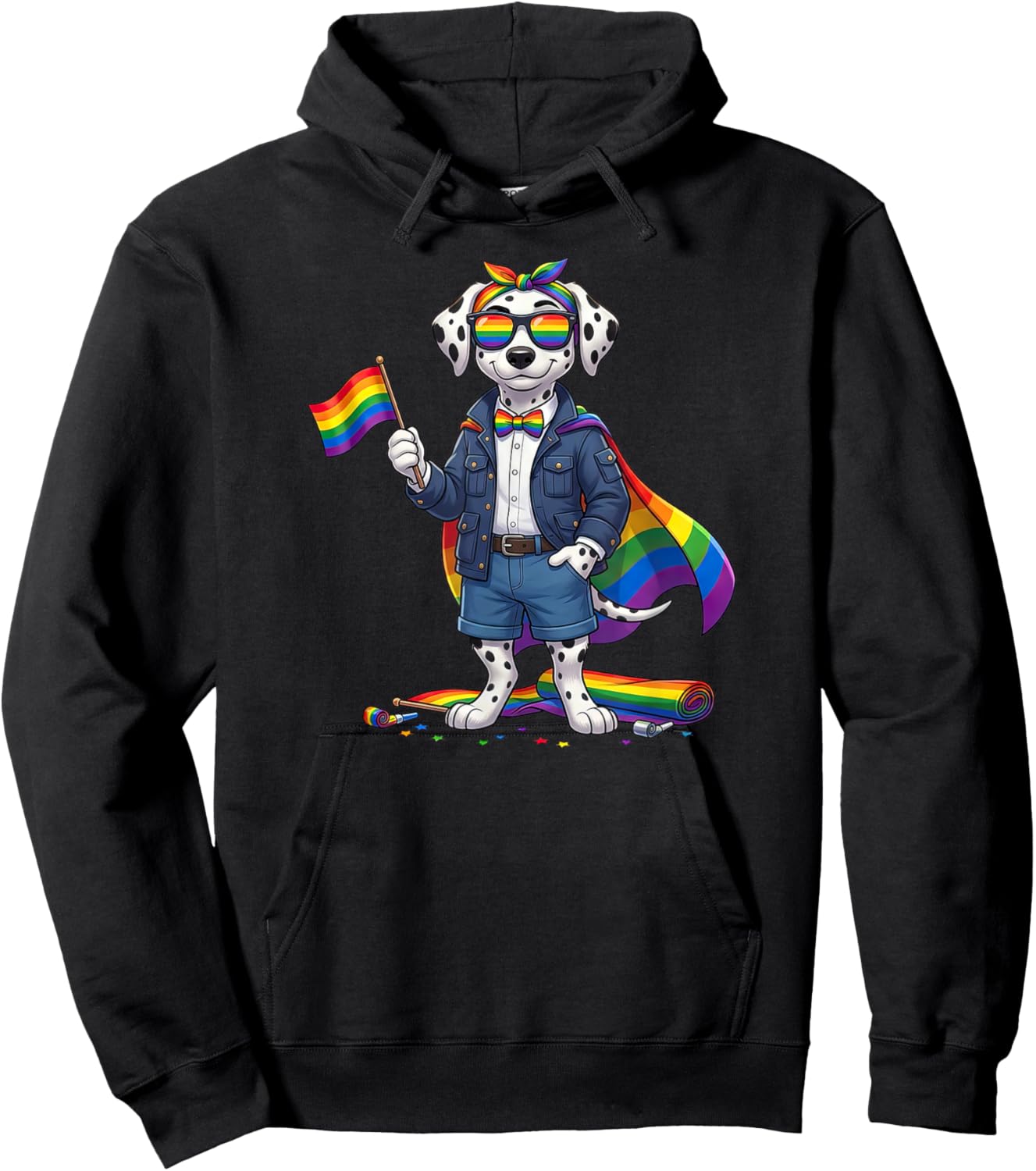 Funny Dalmatian LGBT Rainbow Lesbian Gay Pride Women Men Hoodie - Hoodie | Black