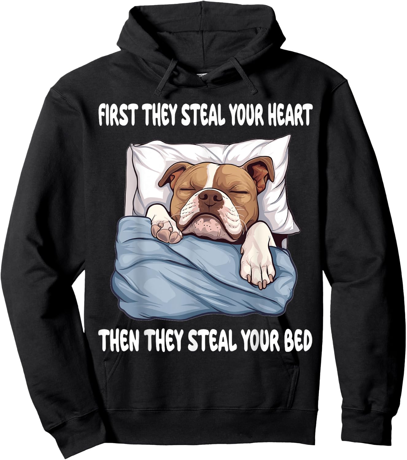 American Staffordshire Terrier Sleeping Pajamas Nightgown Hoodie - Hoodie | Black
