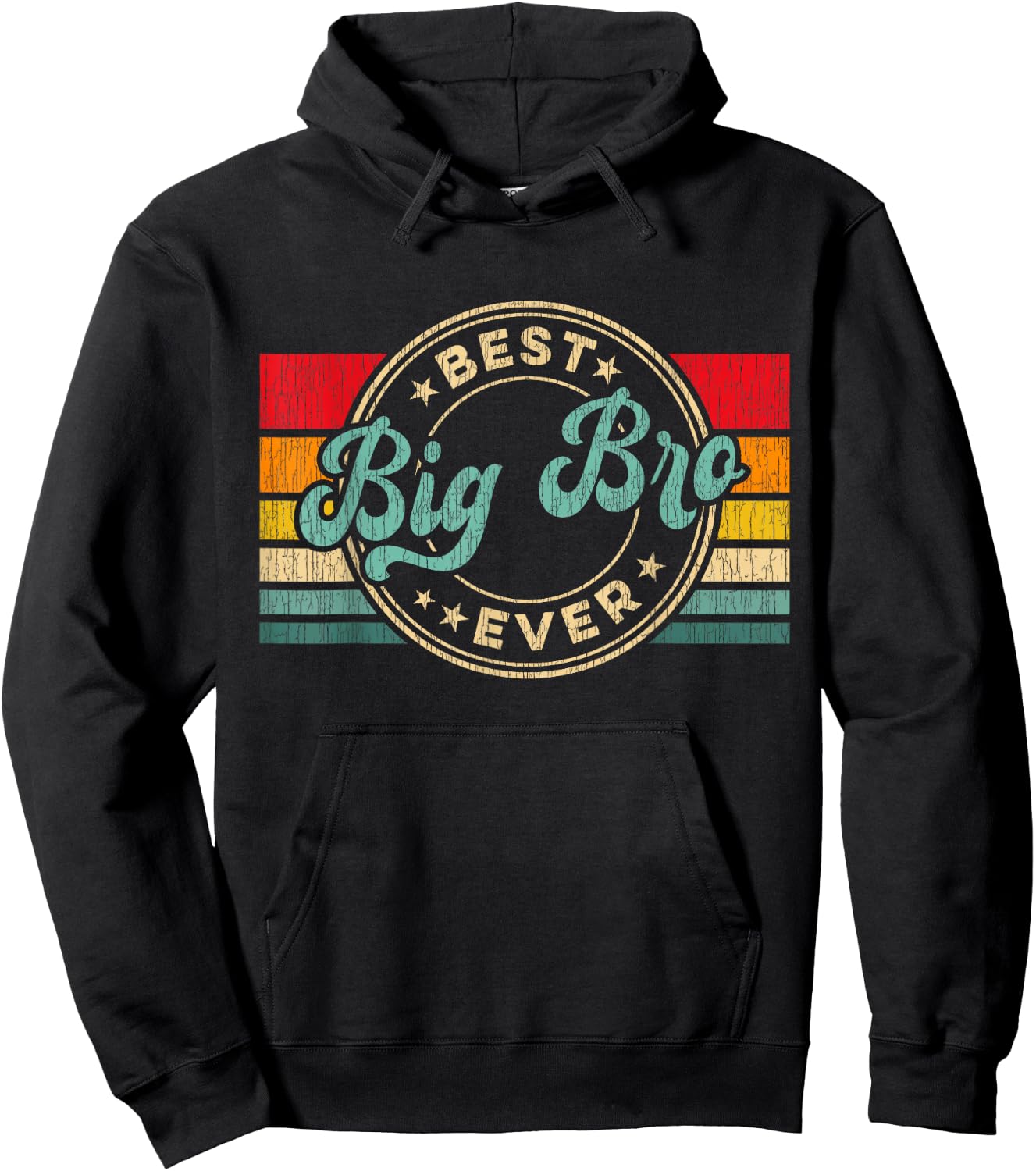 Best Big Brother Ever Vintage Retro Big Brother Gift Hoodie - Hoodie | Black