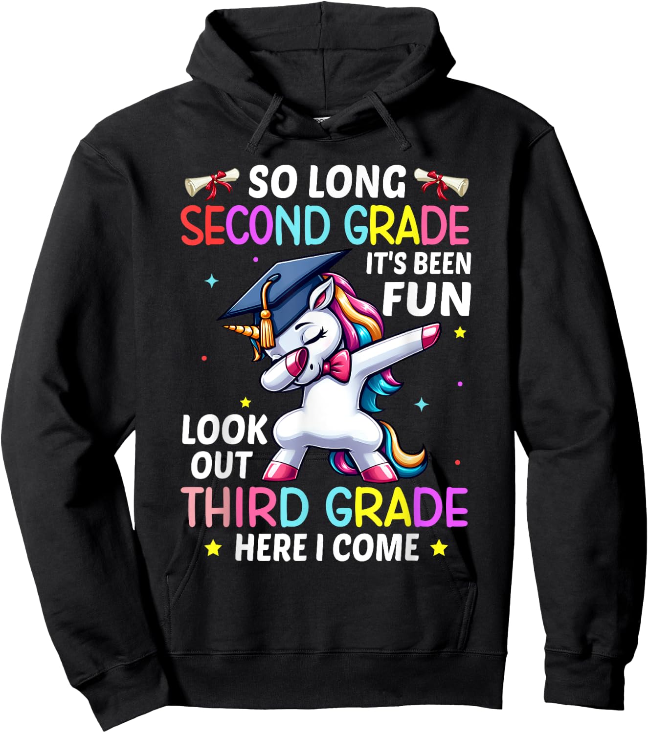 So Long 2nd Grade 3rd Grade Here I Come Unicorn Graduation Hoodie - Hoodie | Black