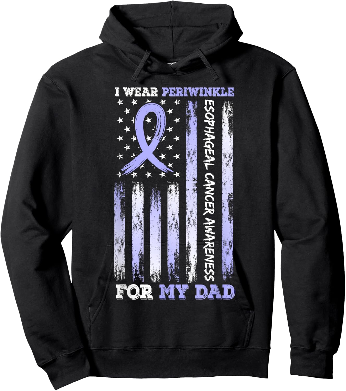 I Wear Periwinkle For My Dad USA Flag Ribbon Esophageal Hoodie - Hoodie | Black