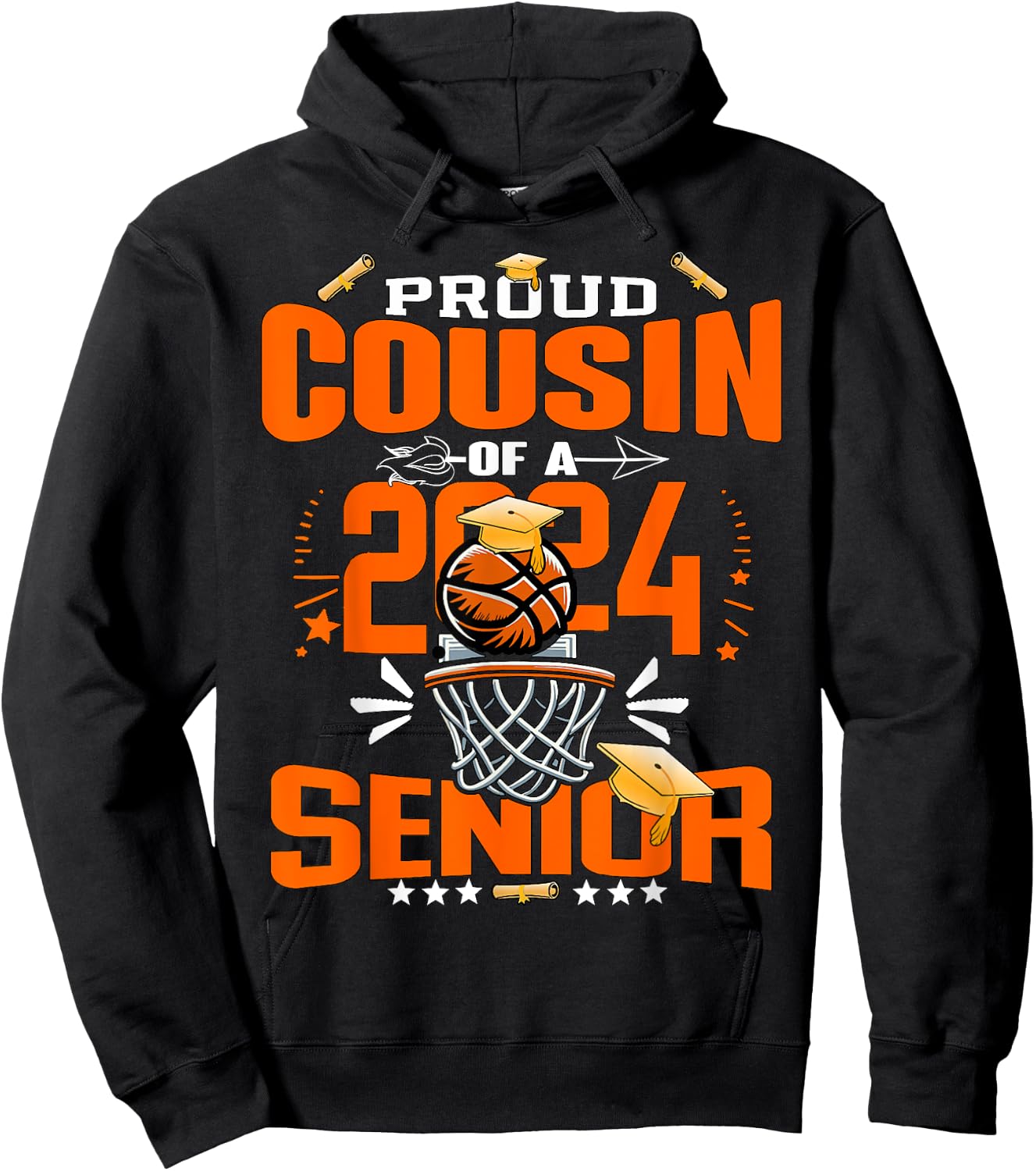 Proud Cousin Of A 2024 Senior Basketball Graduate Grad 2024 Hoodie - Hoodie | Black