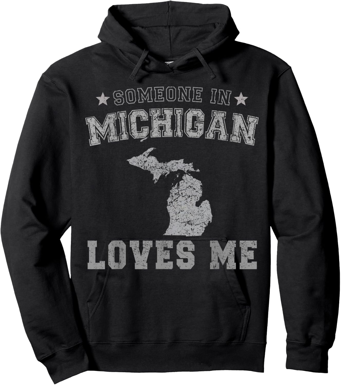 Someone In Michigan Loves Me Heart Vintage State Hoodie - Hoodie | Black