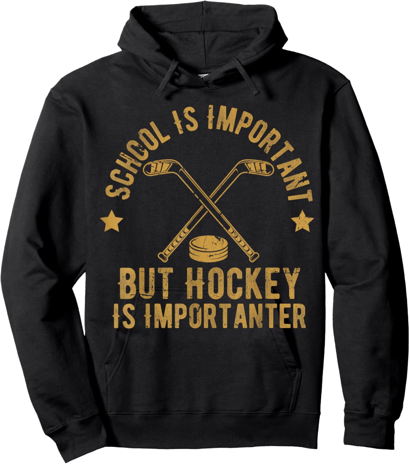 Funny Hockey School Is Important But Hockey is Importanter Hoodie - Hoodie | Black