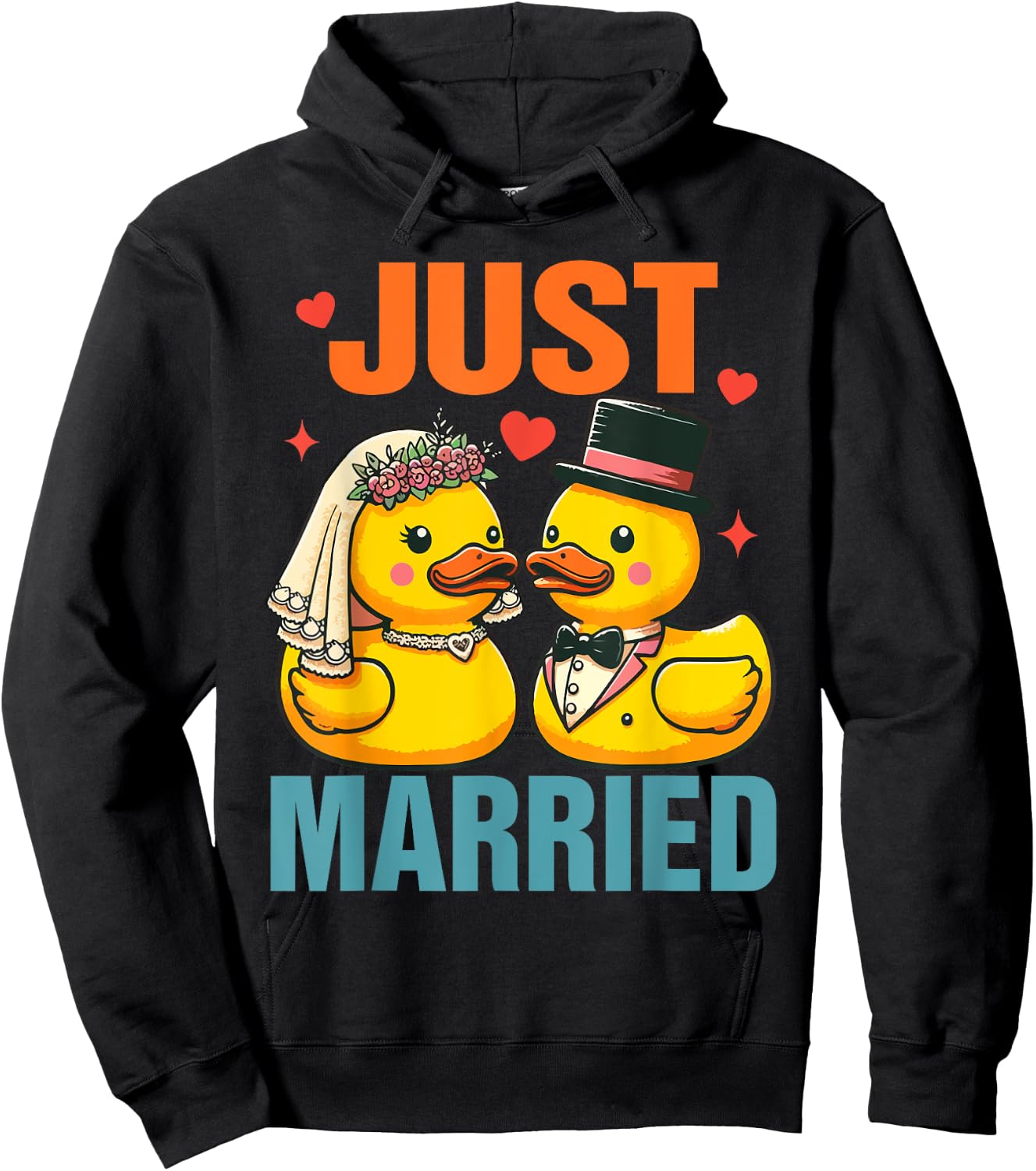 Bride & Groom Newlywed Wedding Rubber Ducks Just Married Hoodie - Hoodie | Black