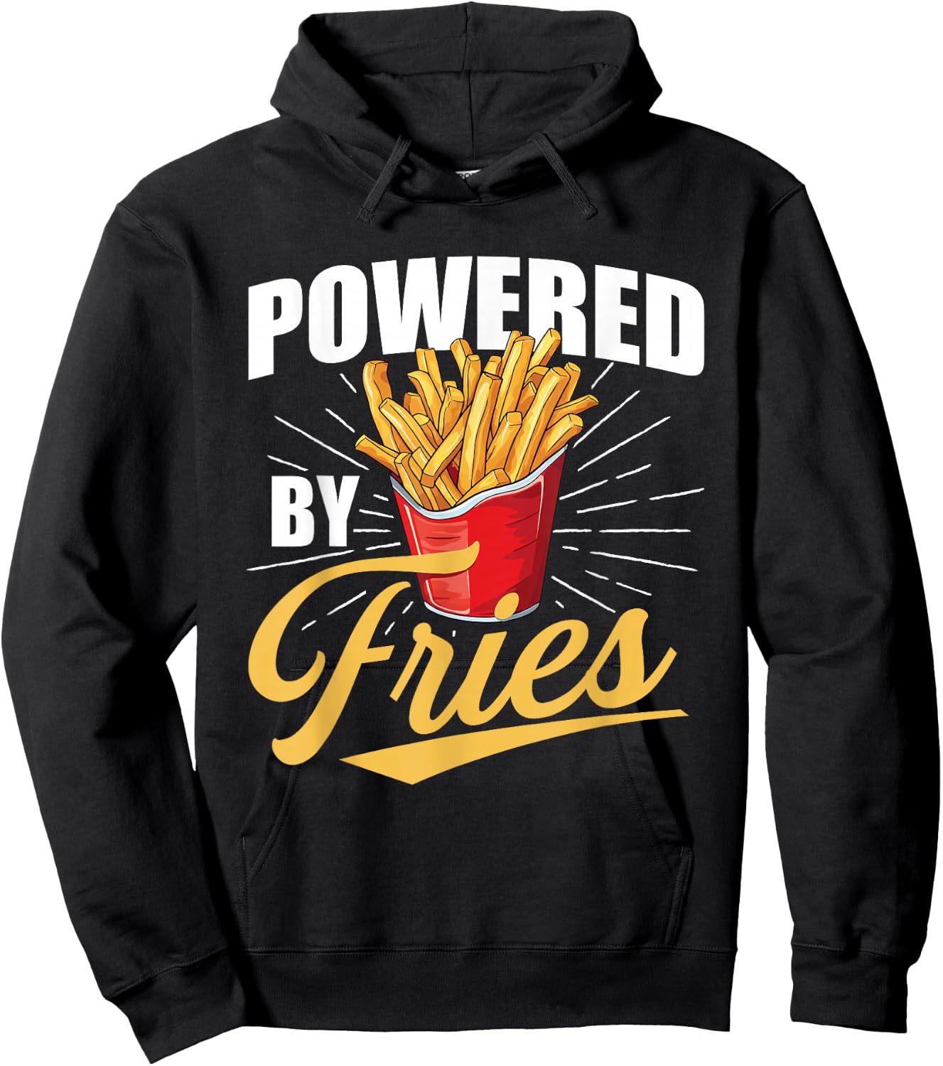 Powered by Fries - French Fries Lover Fast Food Eater Hoodie - Hoodie | Black