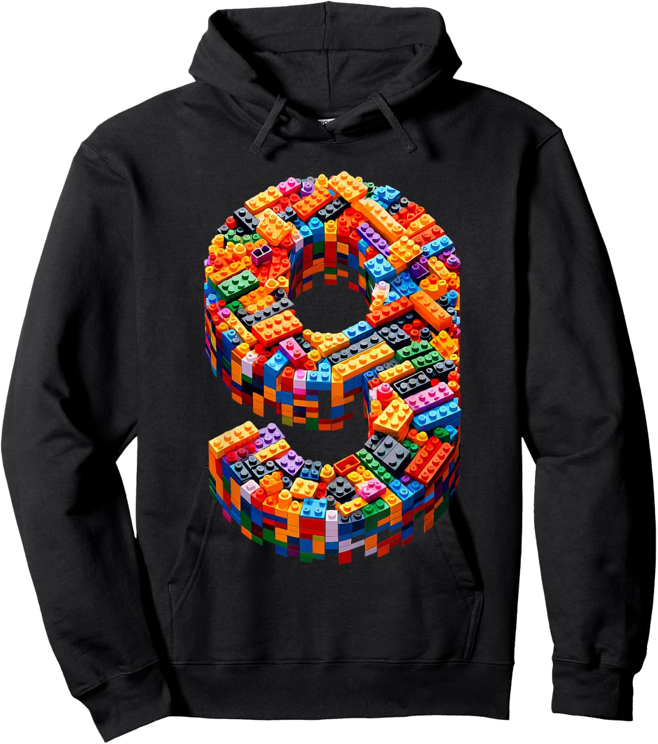 9 Year Old Blocks Building Master Builder 9th Birthday Boy Hoodie - Hoodie | Black