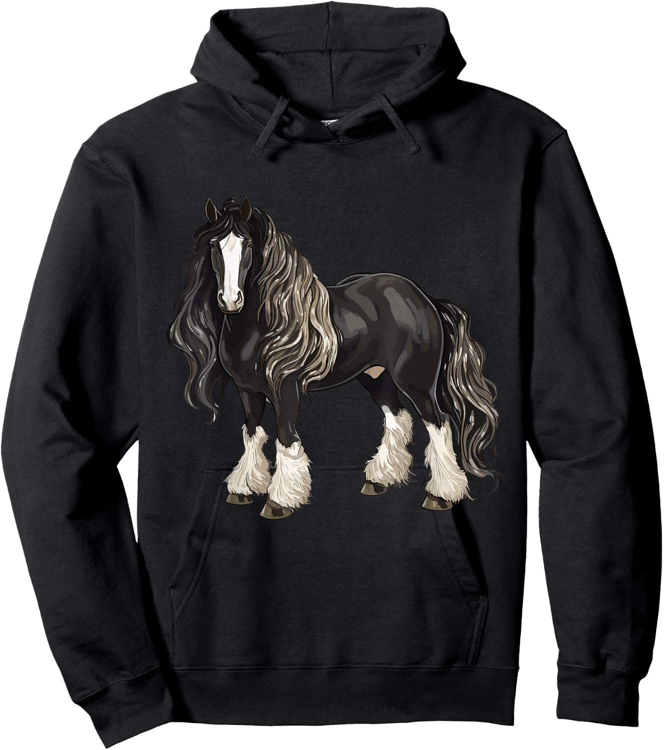 Black Gypsy Vanner Horse Lover Riding Equestrian Hoodie - Hoodie | Black