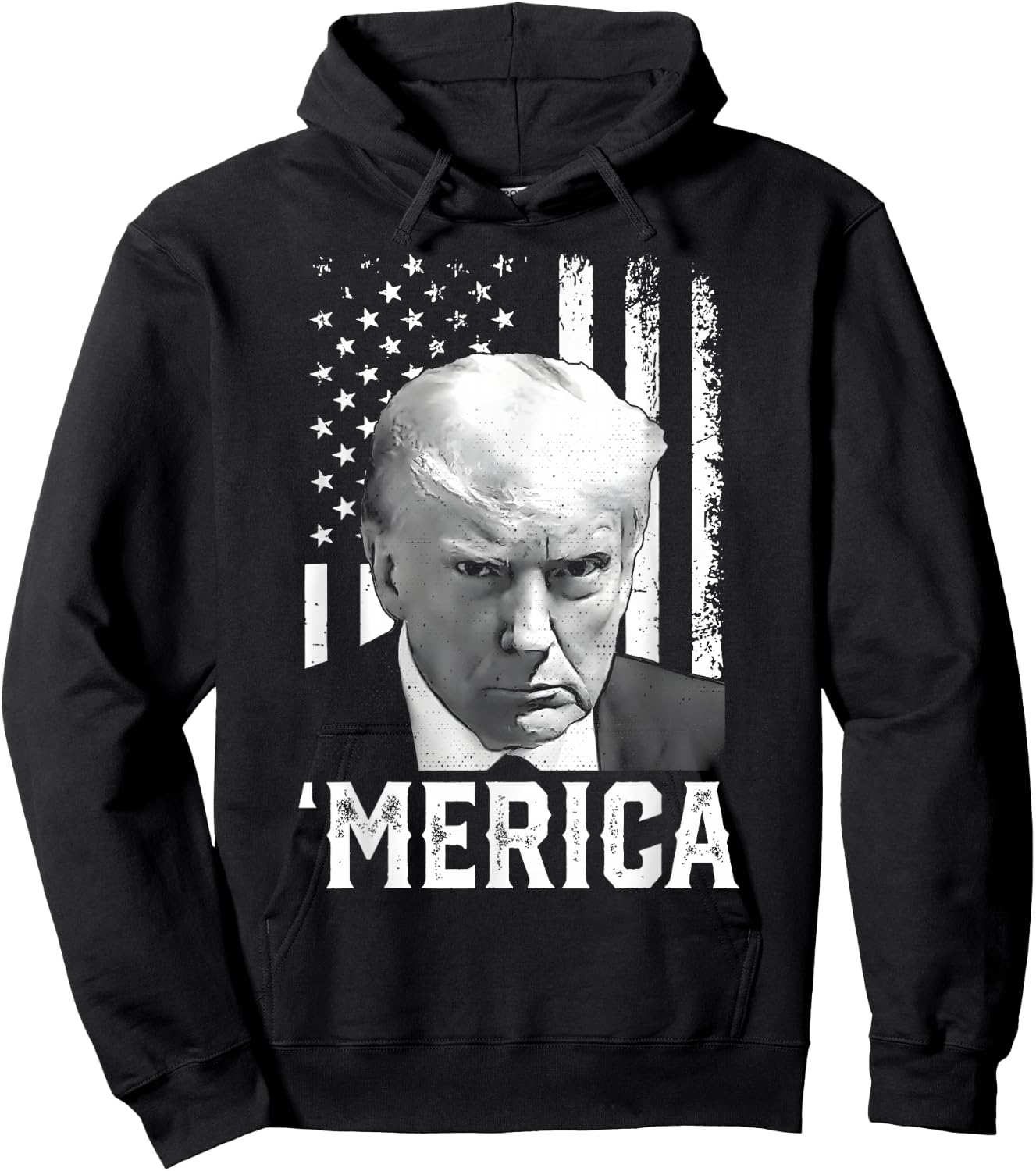 'MERICA TRUMP Happy 4th Of July Trump American Flag Gifts Hoodie - Hoodie | Black