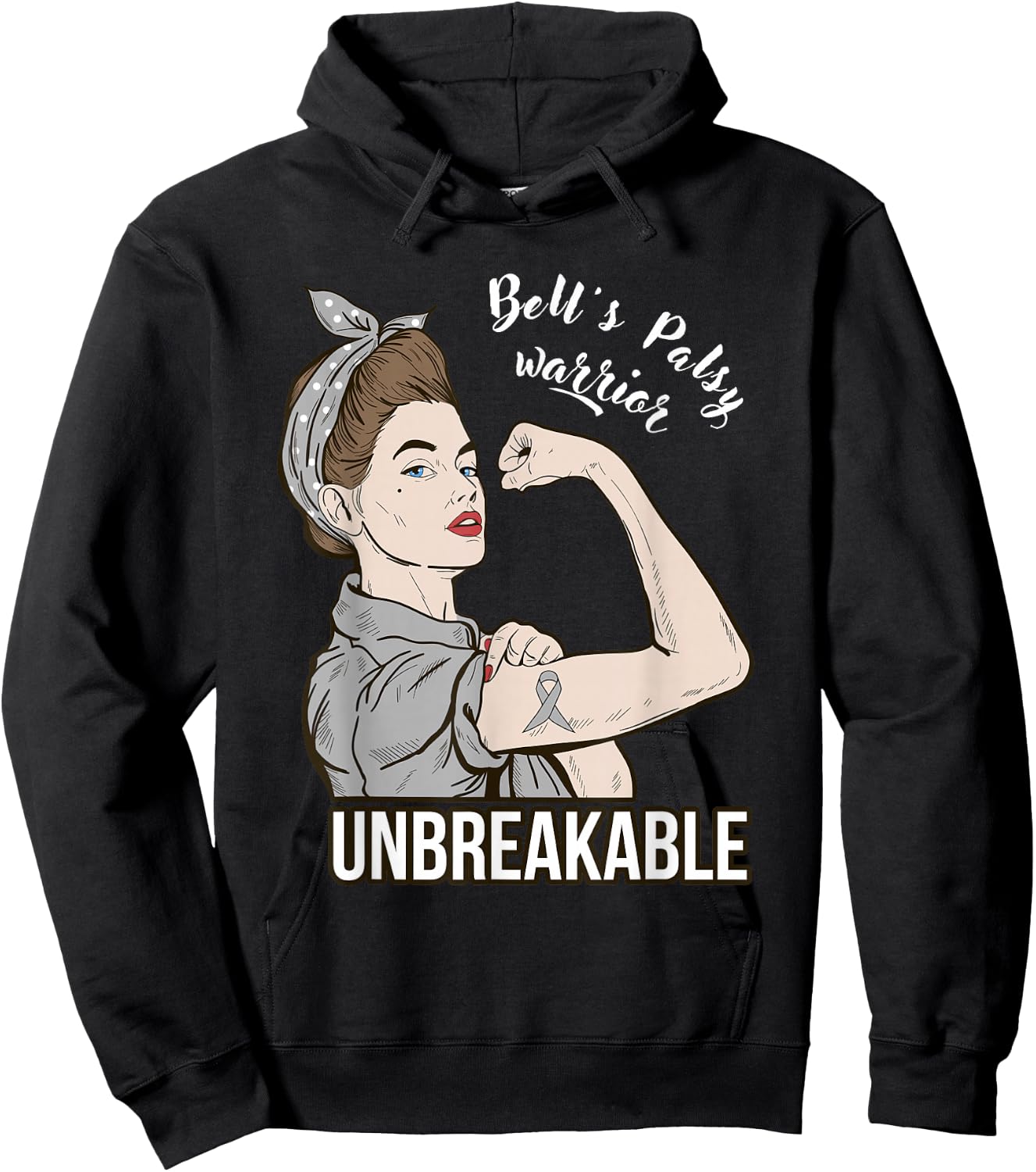 Bell's Palsy Awareness Warrior Unbreakable Support Hoodie - Hoodie | Black