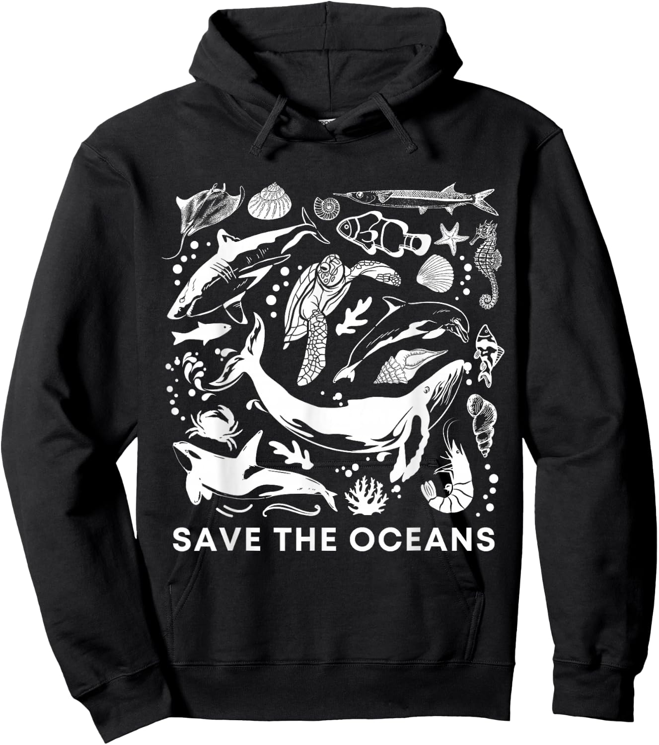 Save the Oceans-Whale Turtle Orca, Climate change-sea lover Hoodie - Hoodie | Black