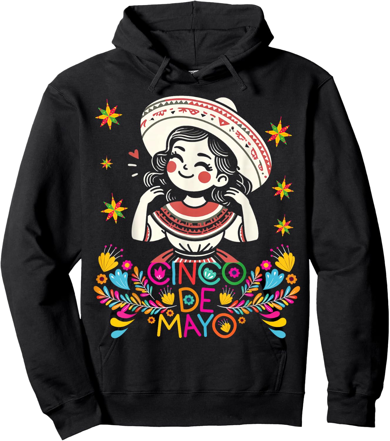 Cinco De Mayo Mexican Poncho 5 De Mayo Anime Cute Girl Hoodie - Hoodie | Black