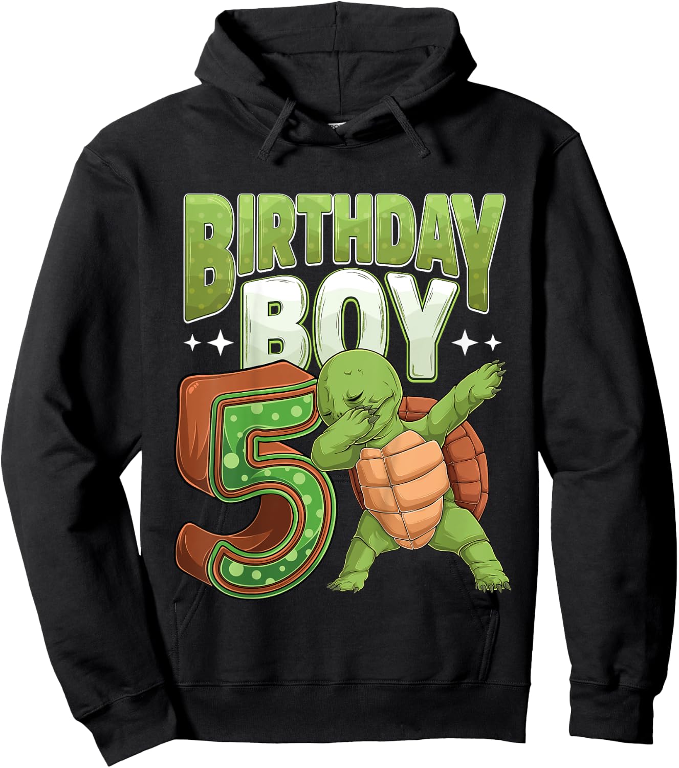 Kids 5 year old Turtle animal lovers 5th Birthday Boy Hoodie - Hoodie | Black