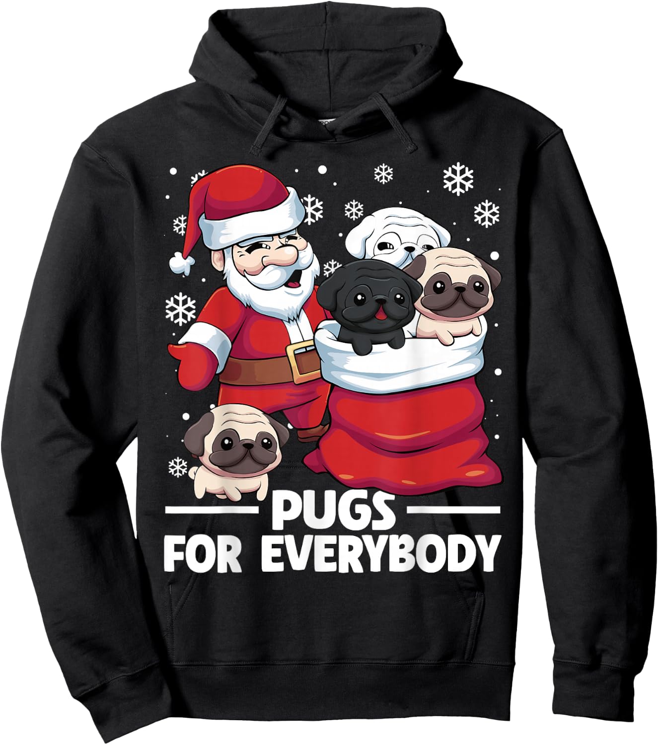 Pugs For Everybody Santa Christmas Pug Dogs Hoodie - Hoodie | Black