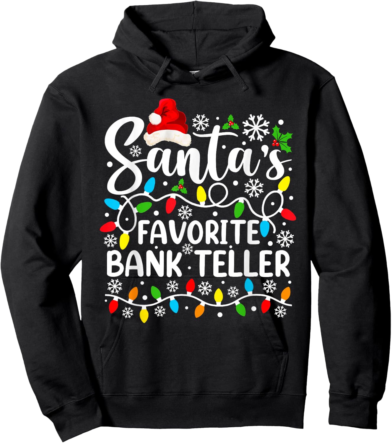 Santa's Favorite Bank Teller Funny Christmas Family Matching Hoodie - Hoodie | Black