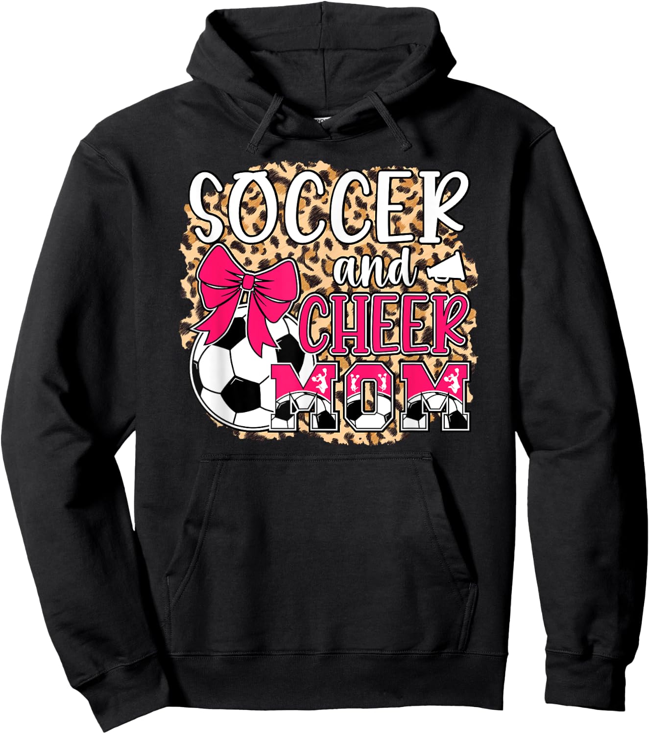 Soccer And Cheer Mom Leopard Cheerleader & Soccer Player Mom Hoodie - Hoodie | Black