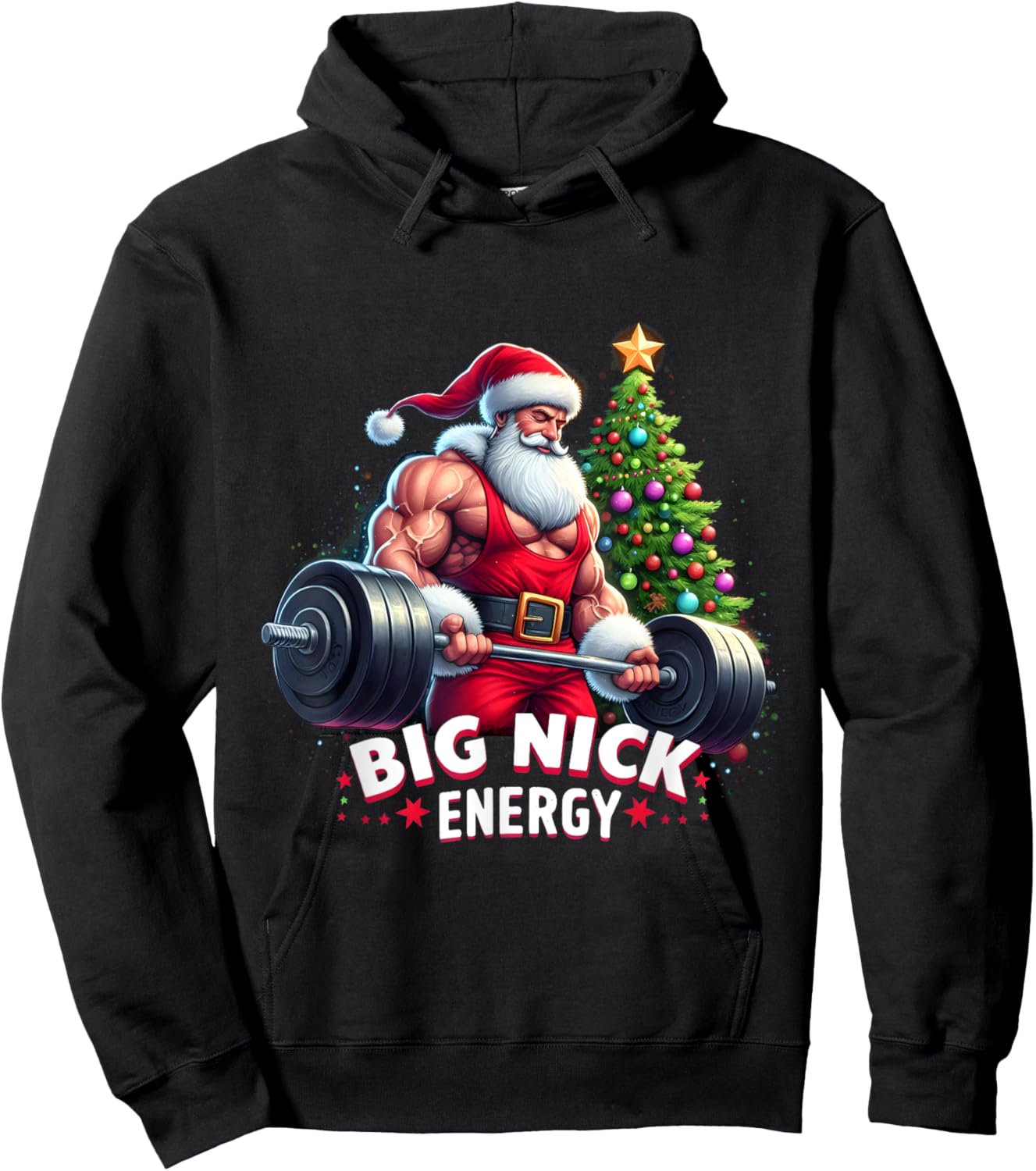 Big Nick Energy Funny Santa Sport Workout Gym Do Exercise Hoodie - Hoodie | Black