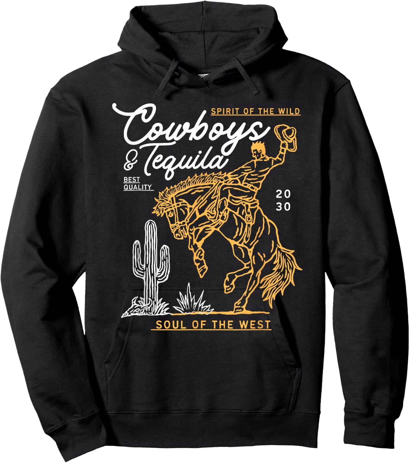 Cowboys And Tequila Country Rodeo Vintage Horse Riding Texas Hoodie - Hoodie | Black