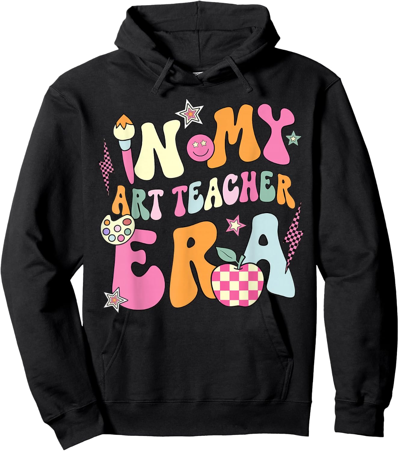 Retro Groovy In My Art Teacher Era Back To School Hoodie - Hoodie | Black
