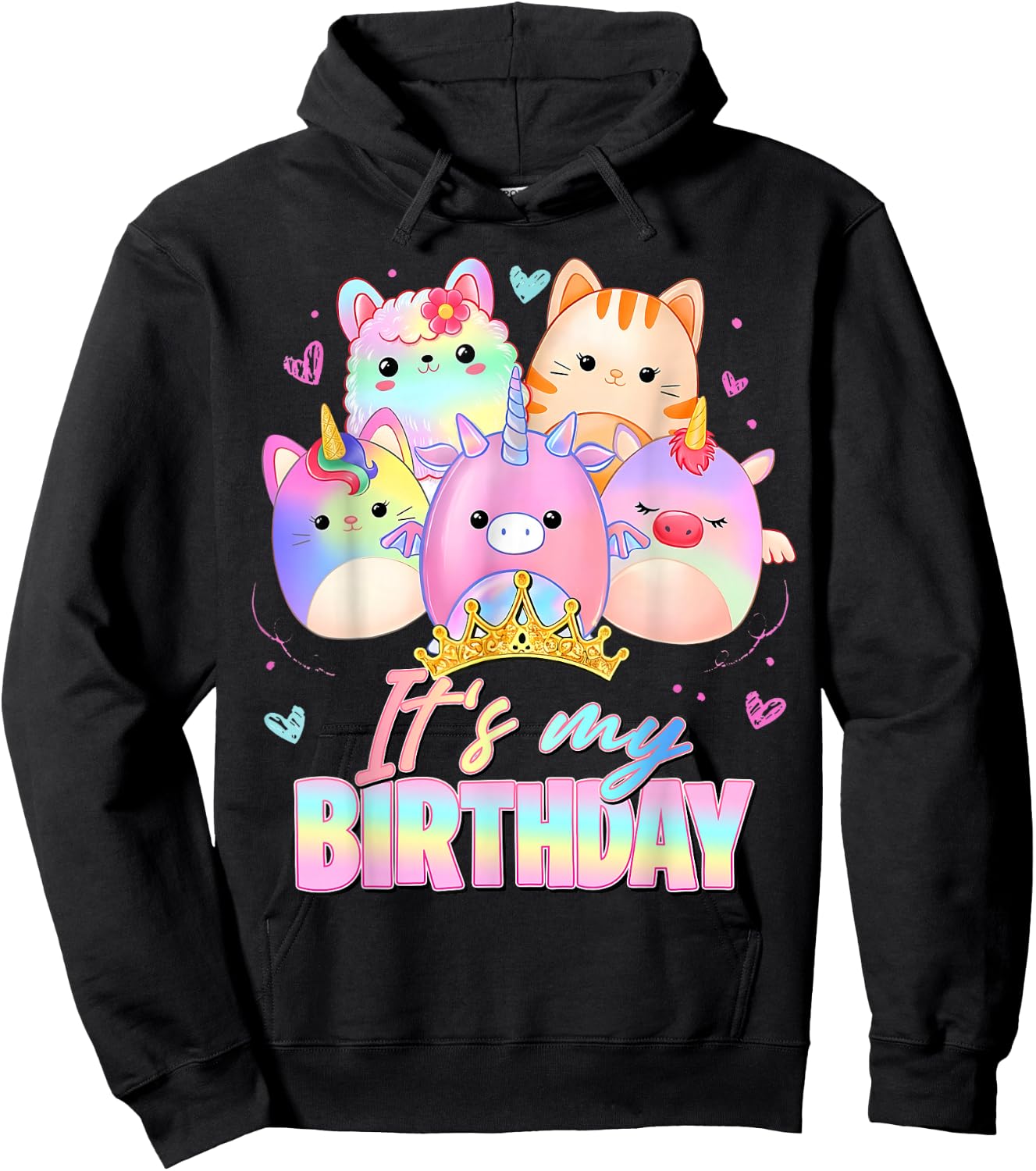Cute It's My Birthday Girl Squish Squad Funny Birthday Party Hoodie - Hoodie | Black