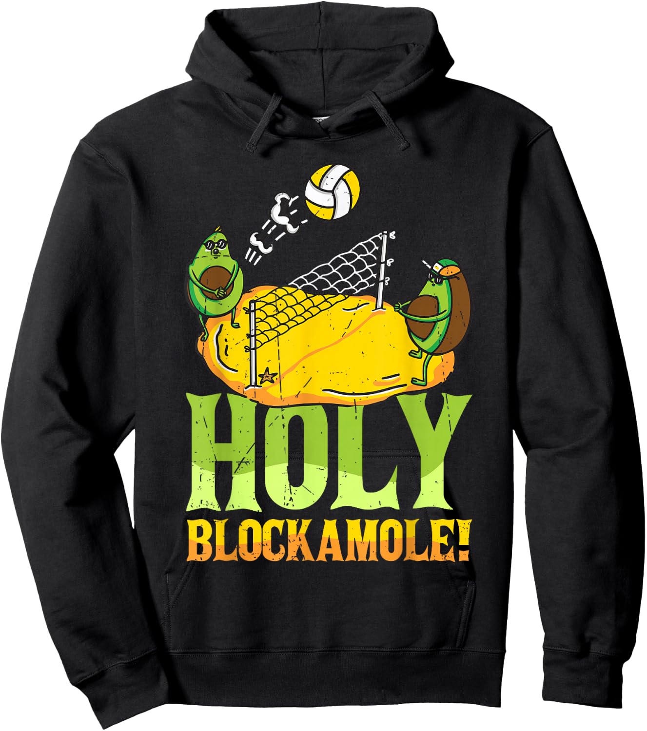 Holy Blockamole Volleyball Match Block Avocado Women Hoodie - Hoodie | Black