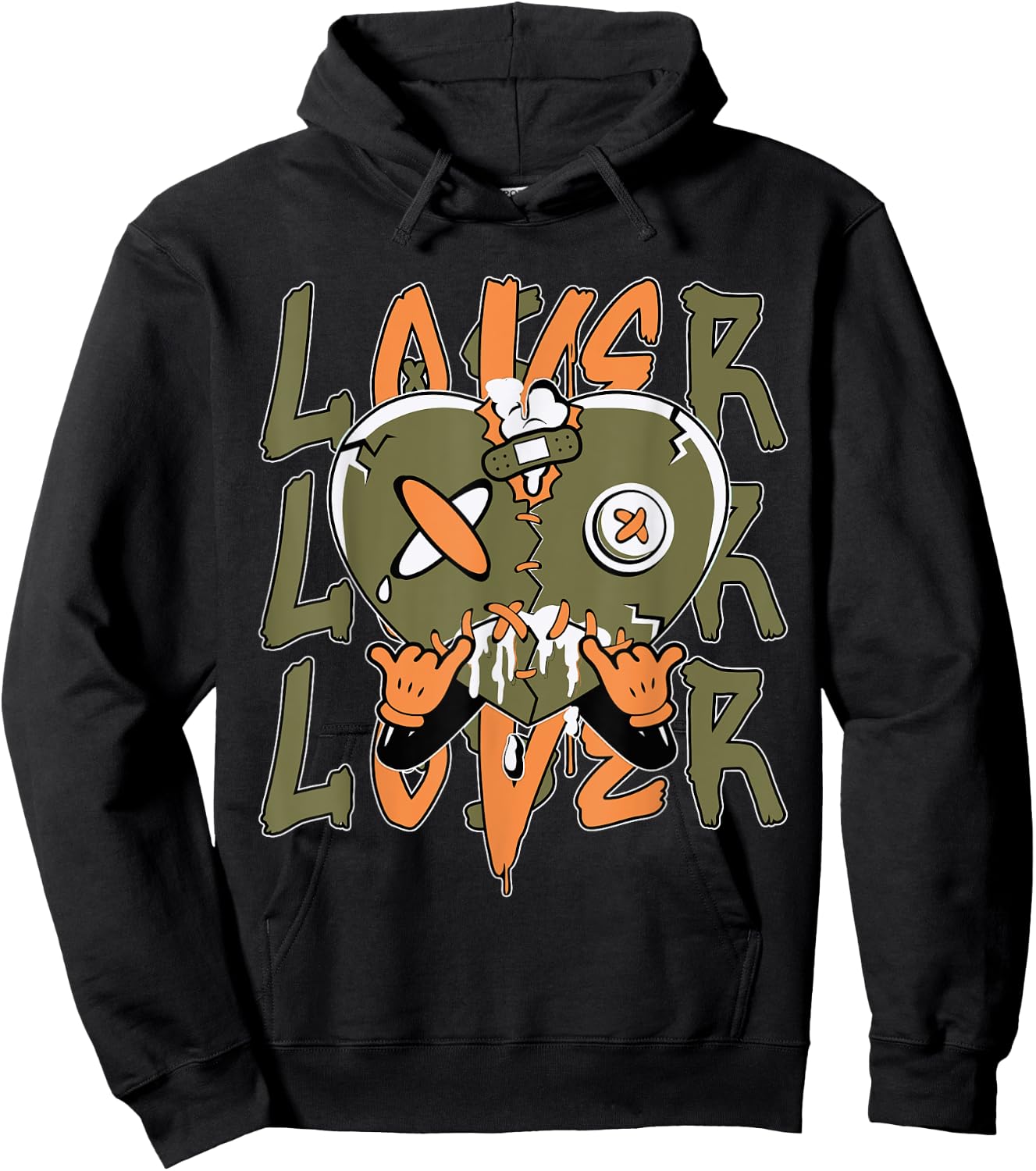 Loser Lover Drip Heart Olive Green 5s Matching Women Hoodie - Hoodie | Black