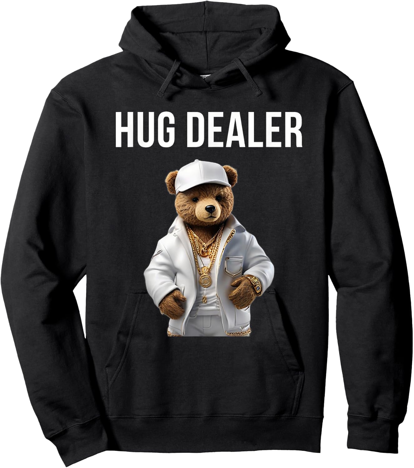 Cool Gangster Teddy Bear as Hug Dealer for Smile & Fun Hoodie - Hoodie | Black