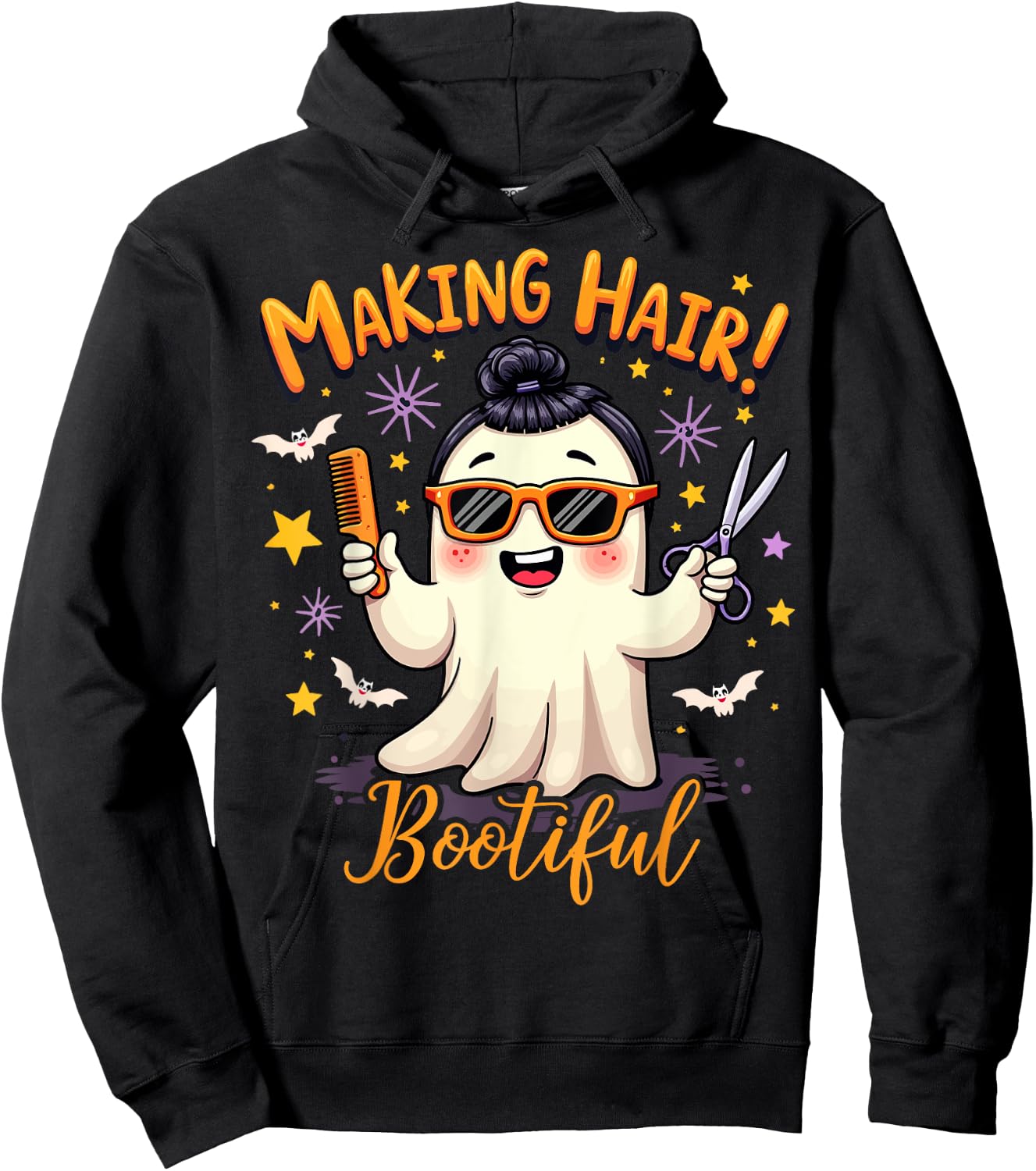 Making Hair Bootiful Ghost Funny Halloween Hairstylist Hoodie - Hoodie | Black