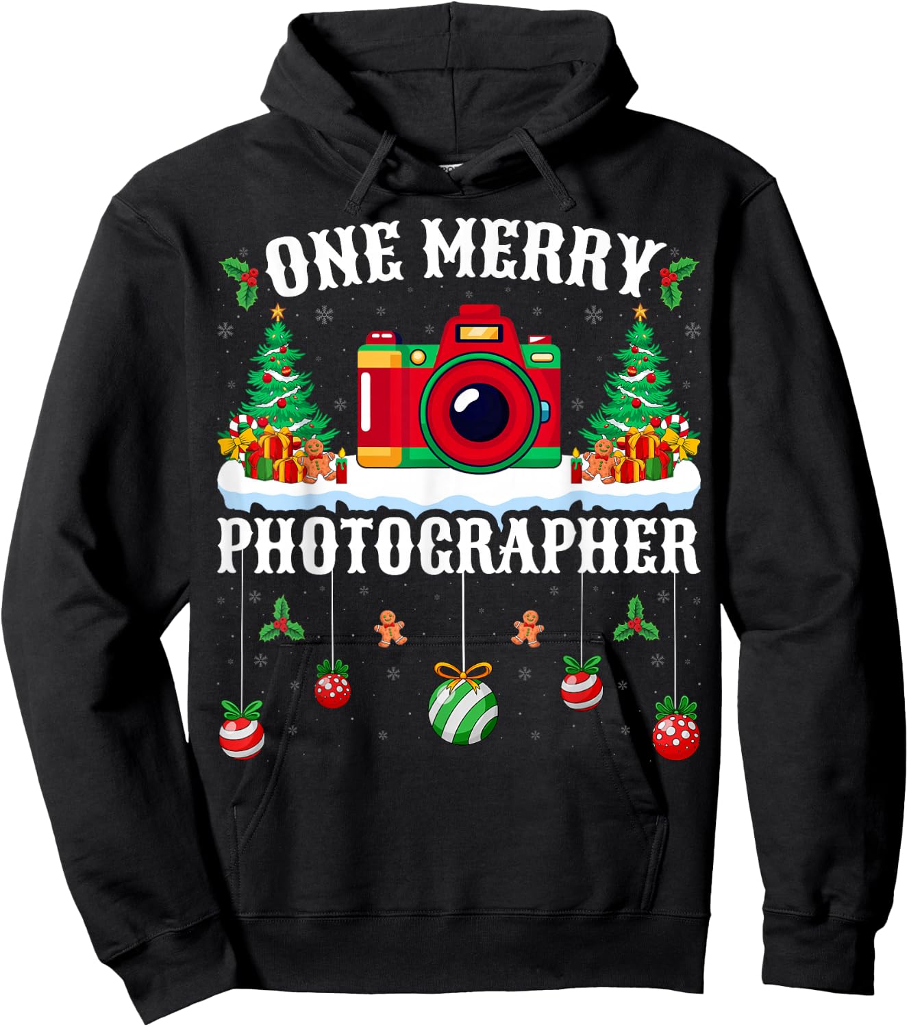 One Merry Photographer Xmas Holiday Photography Christmas Hoodie - Hoodie | Black