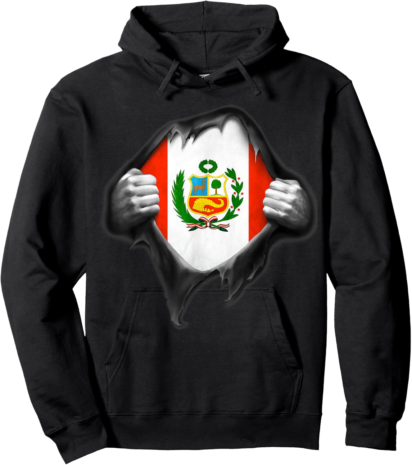 Peru Flag T Shirt. Proud Peruvian Hoodie - Hoodie | Black